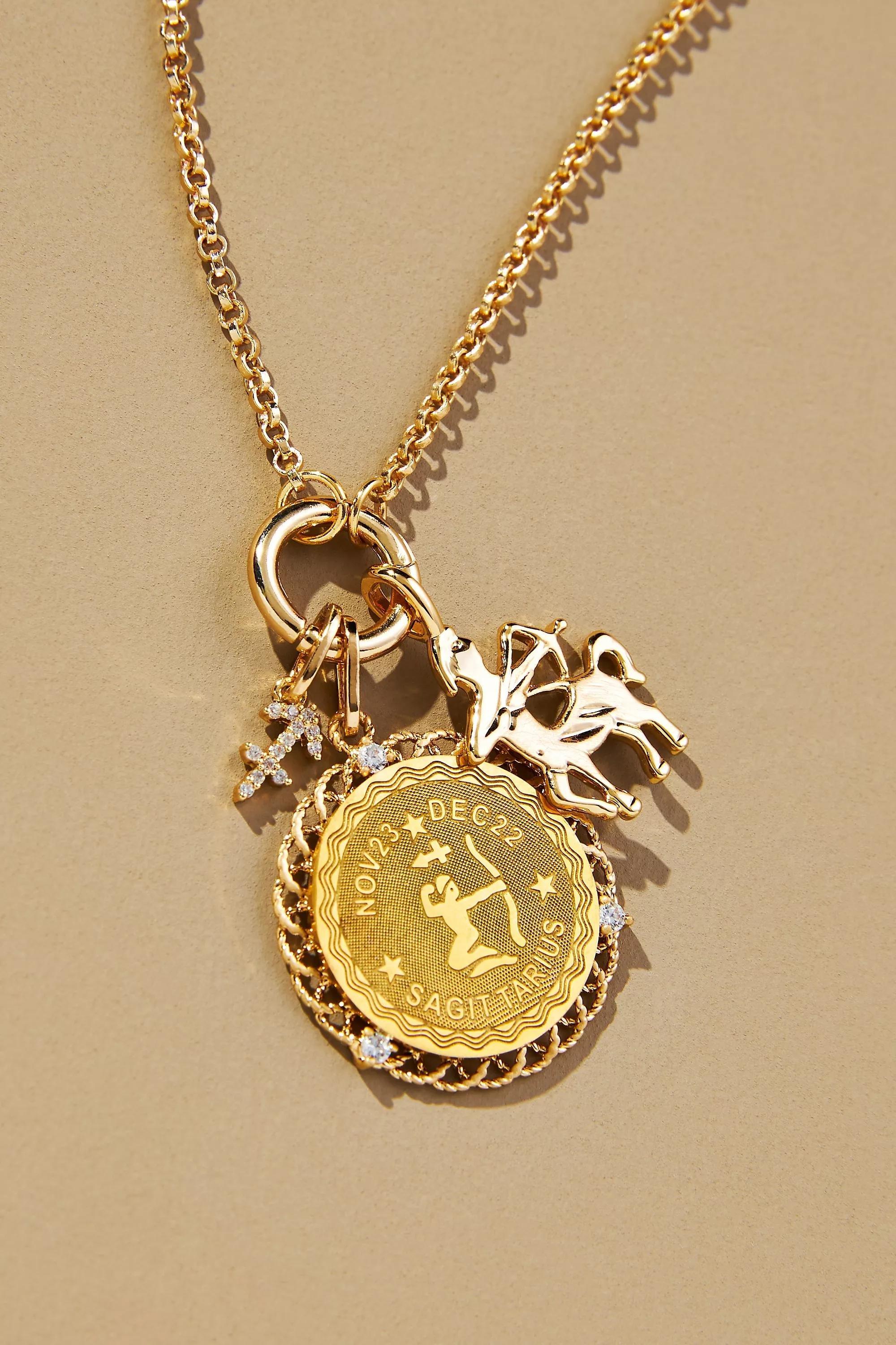 Zodiac Charm Necklace, Gold-Plated, A501_0809, large image number 0