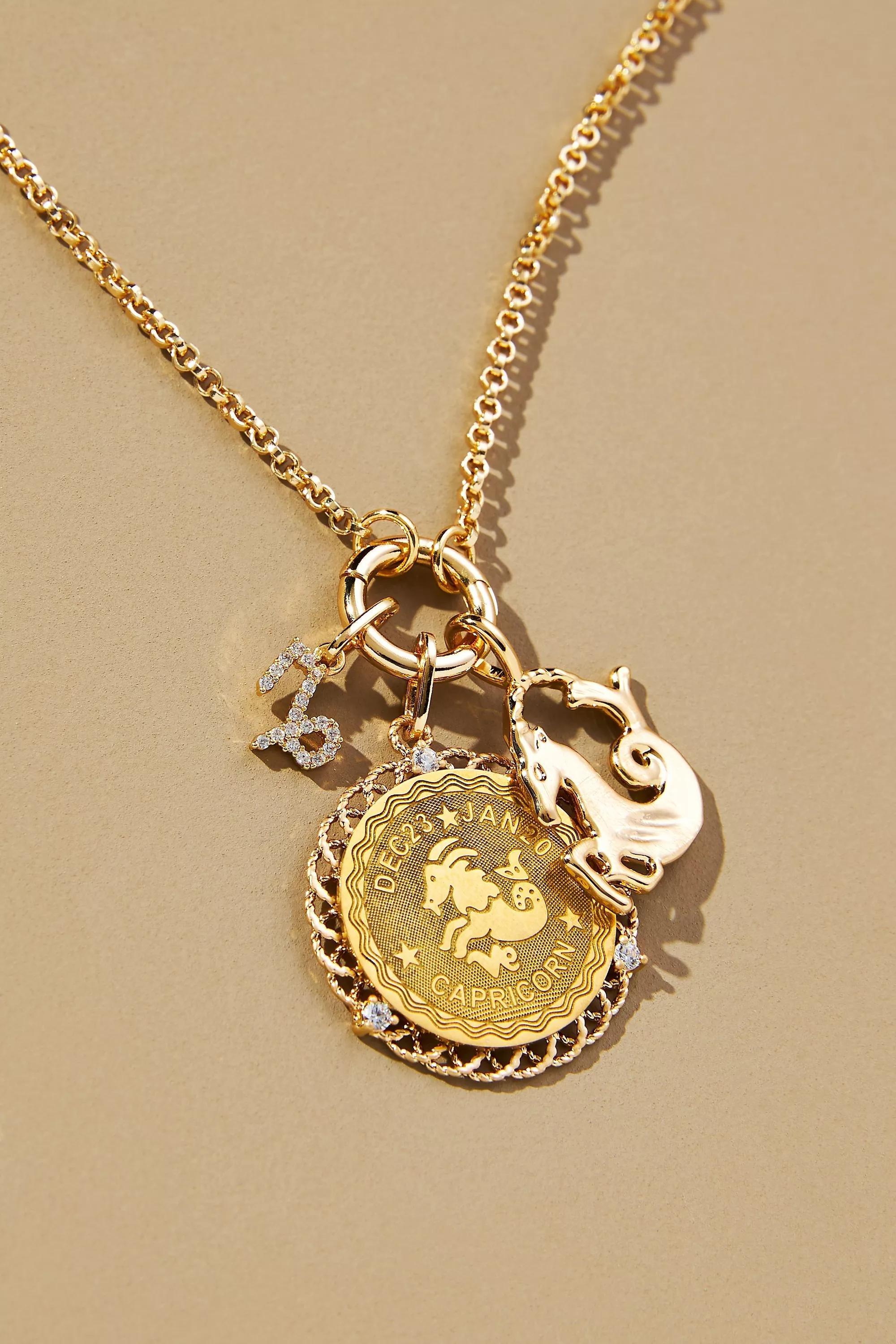 Zodiac Charm Necklace, Gold-Plated, A501_0810, large image number 0