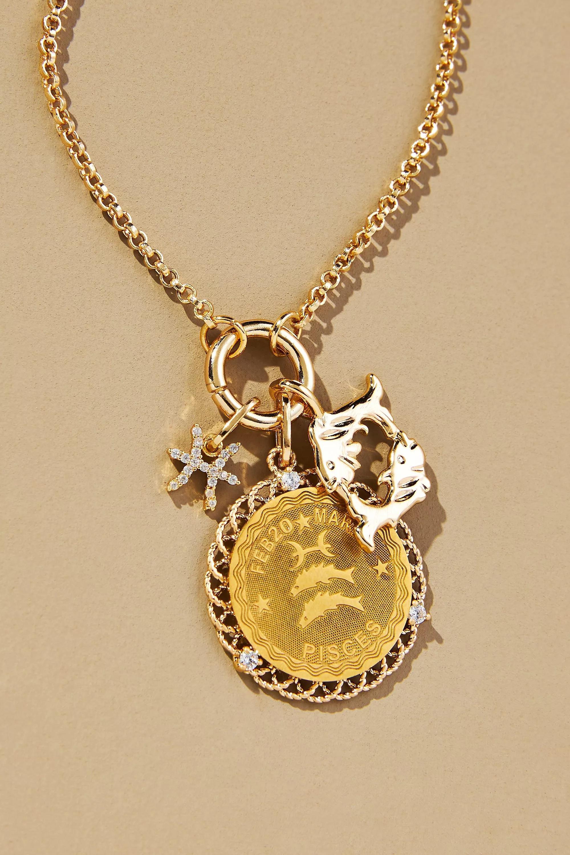 Zodiac Charm Necklace, Gold-Plated, A501_0812, large image number 0