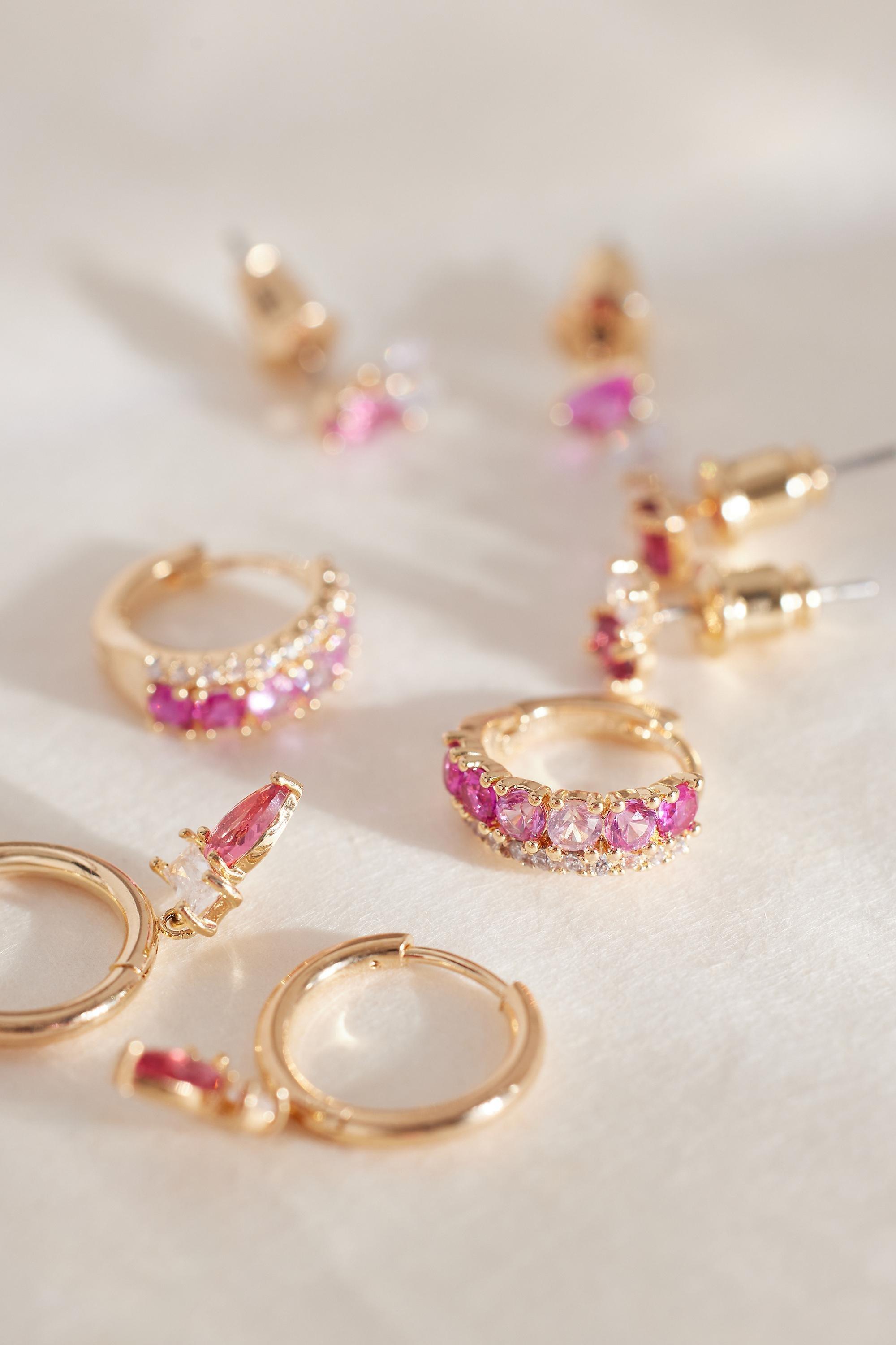 Birthstone Earrings, Set Of 4, Gold, A501_0011, large image number 3