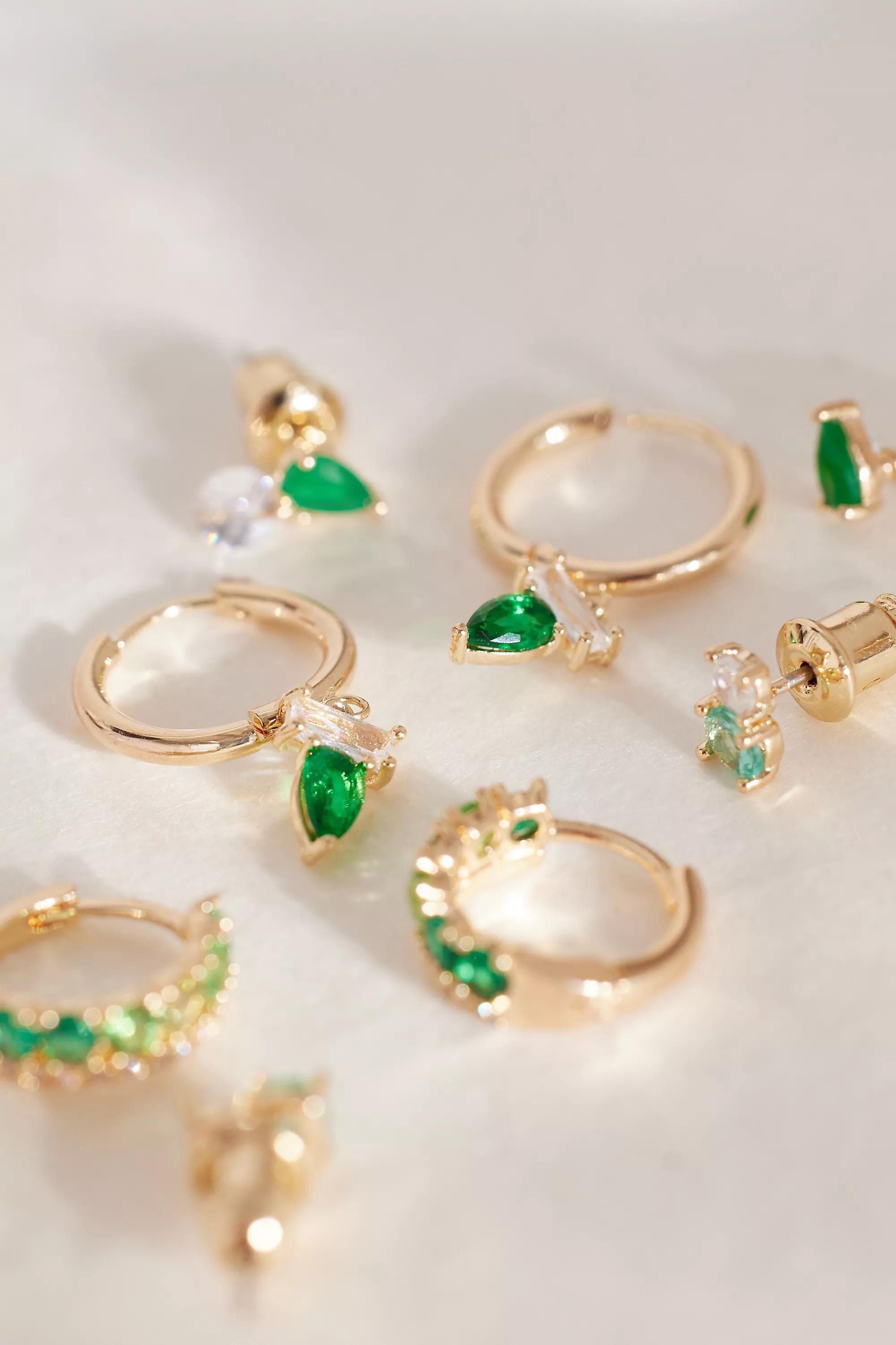Birthstone Earrings, Set Of 4, Gold, A501_0011, large image number 4