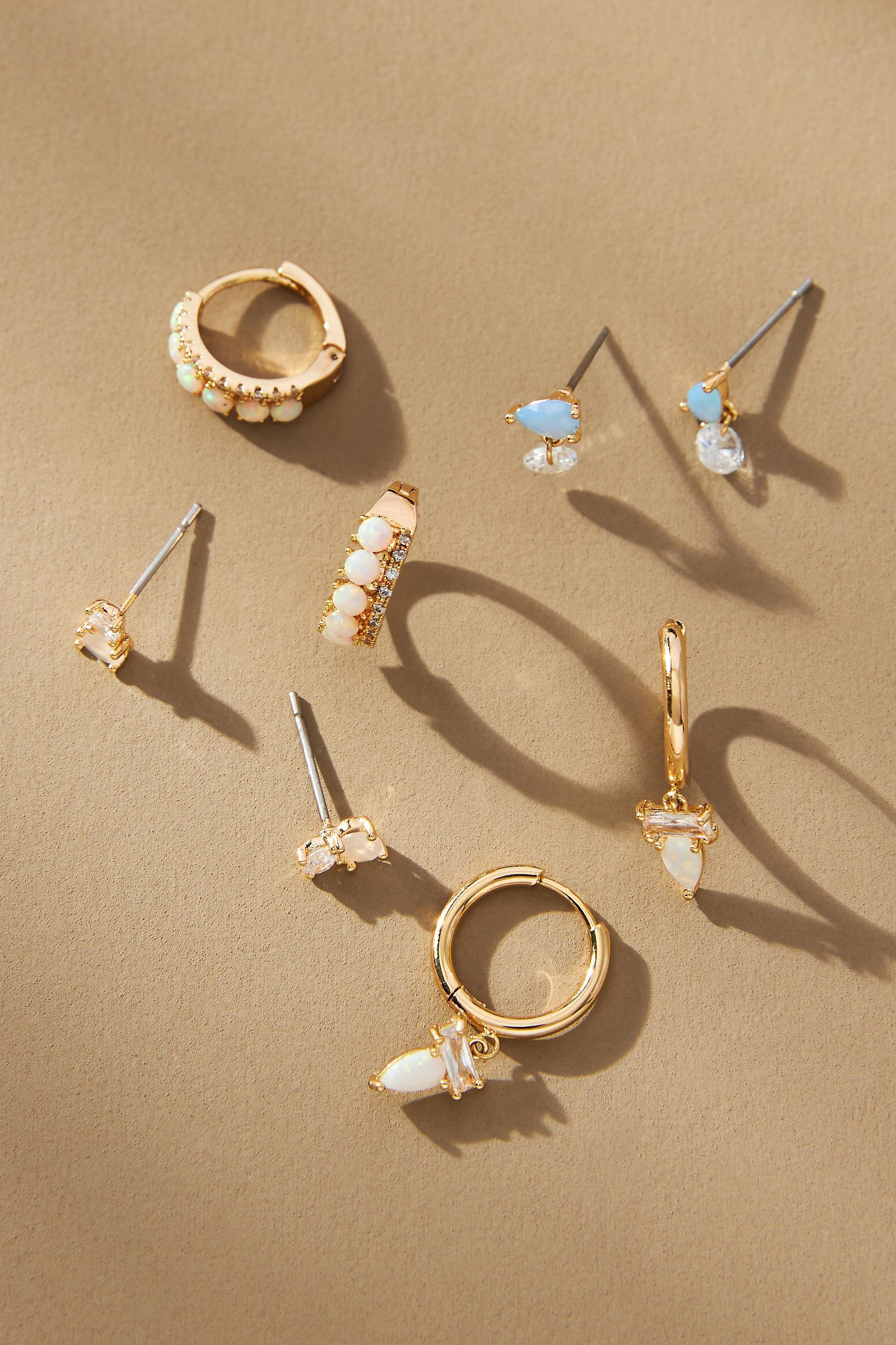 Birthstone Earrings, Set Of 4, Gold, A501_0011, large image number 5