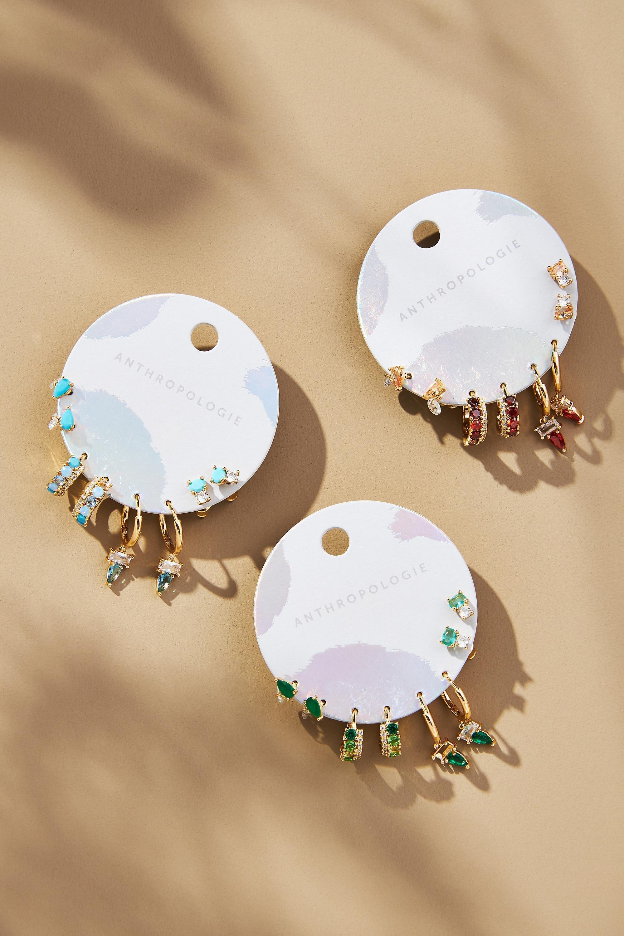 14K Gold-Plated Birthstone Earrings, Set Of 4, A501_0037, large image number 2