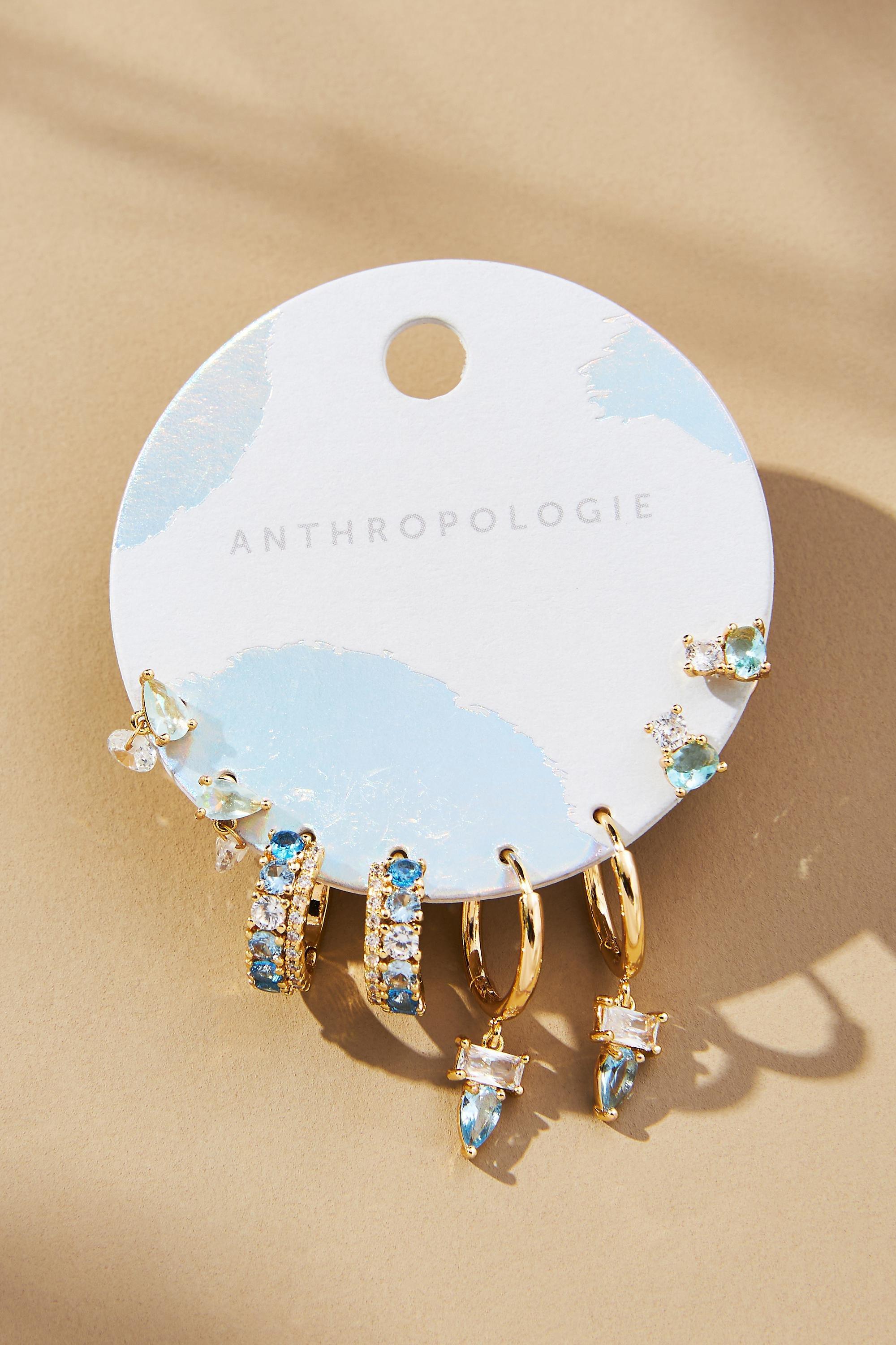 Birthstone Earrings, Set Of 4, Gold, A501_0045, large image number 1