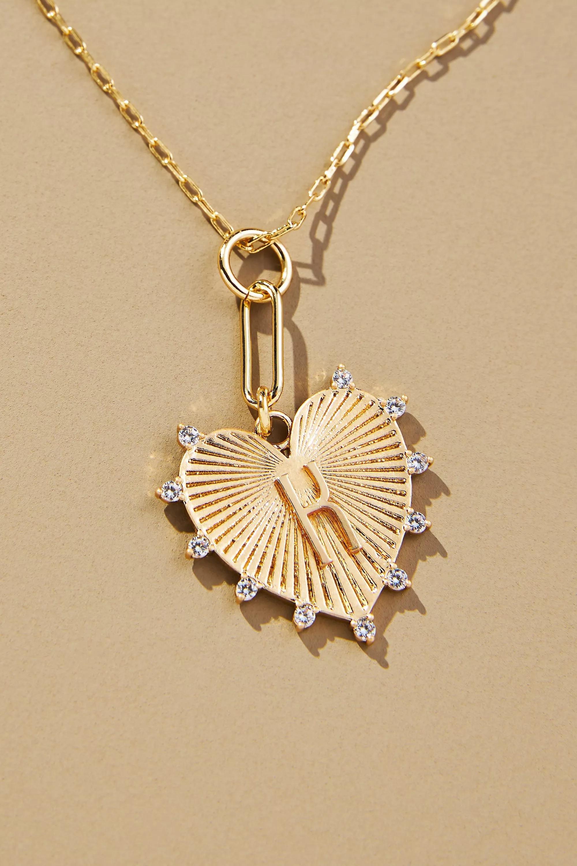 Gold-Plated Monogram Heart Pendant Necklace, K, A501_0911, large image number 0