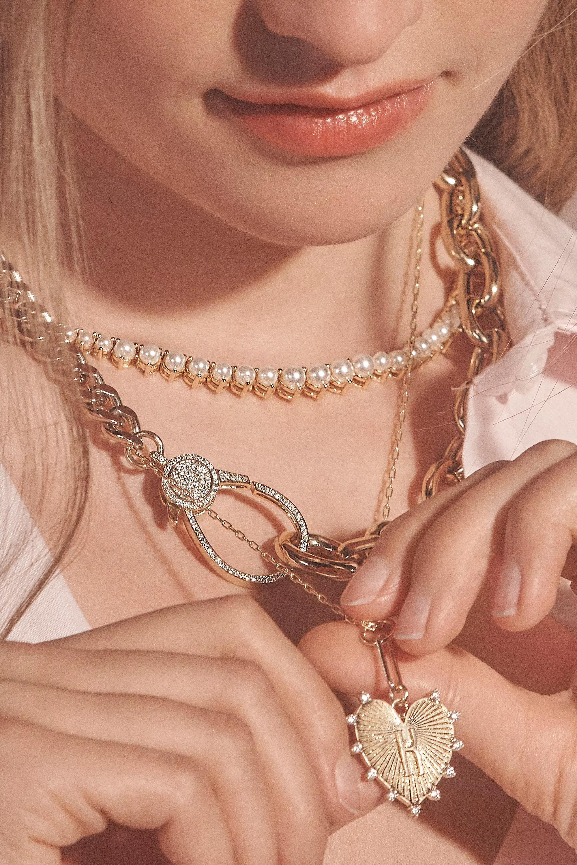 Gold-Plated Monogram Heart Pendant Necklace, K, A501_0911, large image number 1