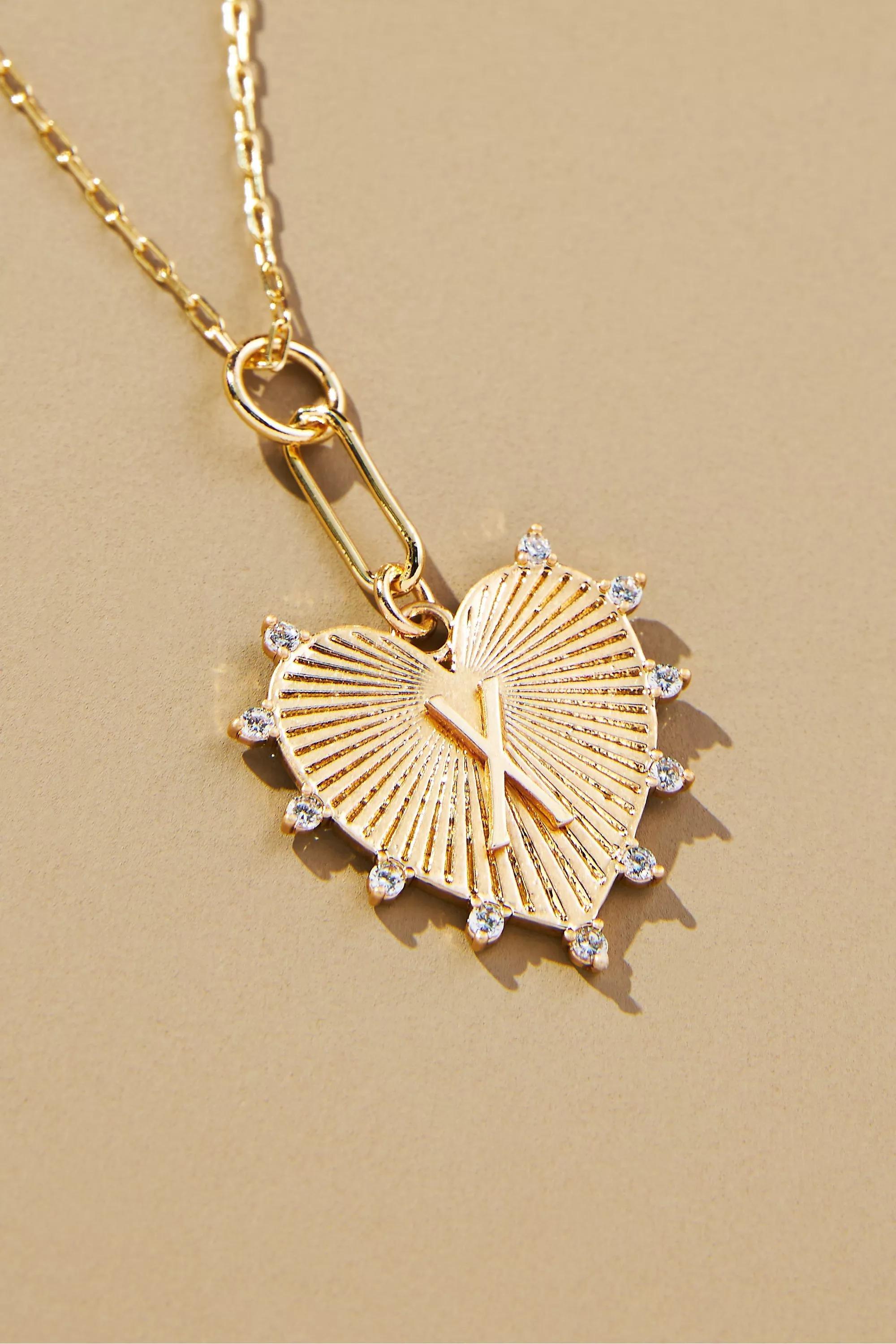 Gold-Plated Monogram Heart Pendant Necklace, X, A501_0924, large image number 0