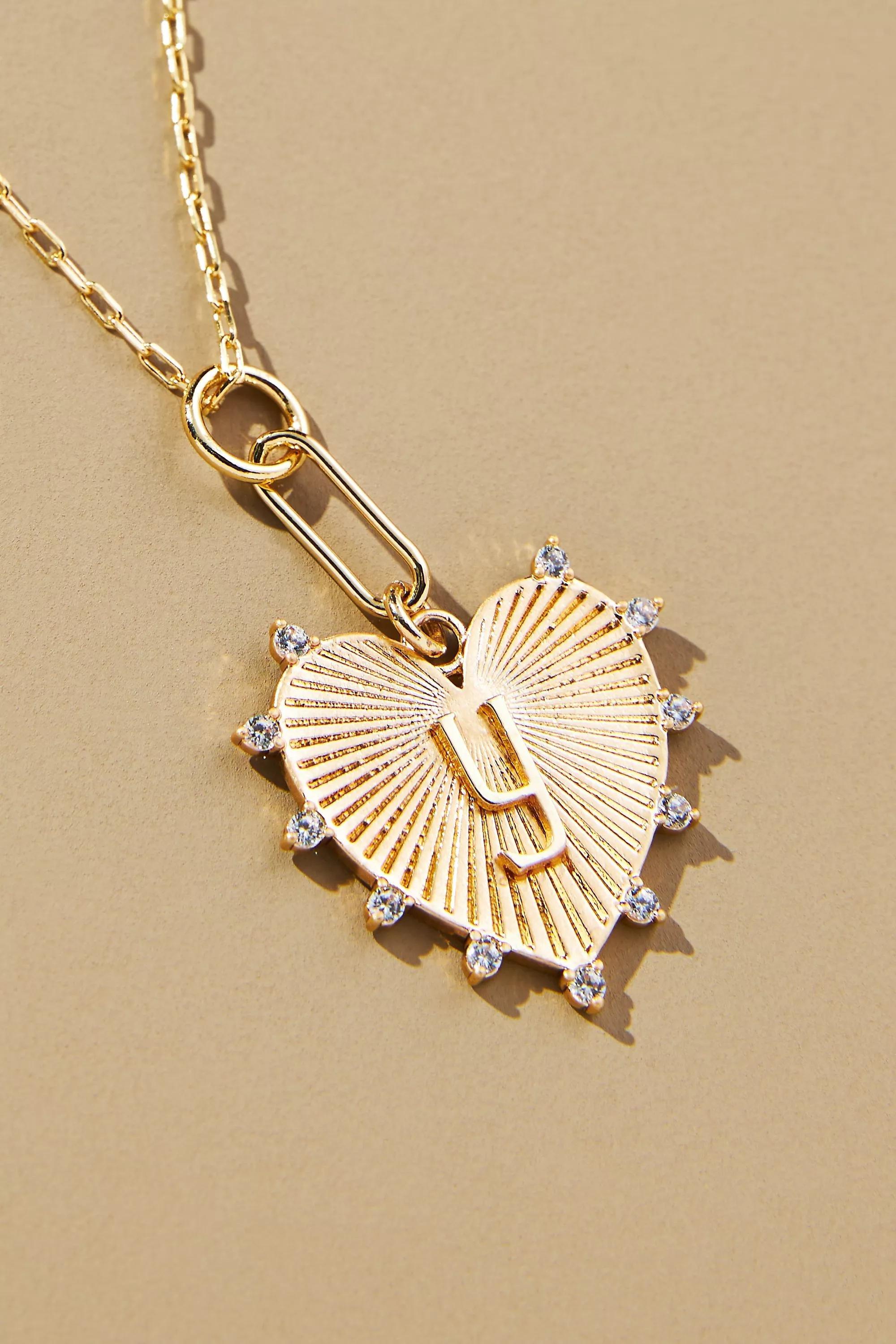 Gold-Plated Monogram Heart Pendant Necklace, Y, A501_0925, large image number 0