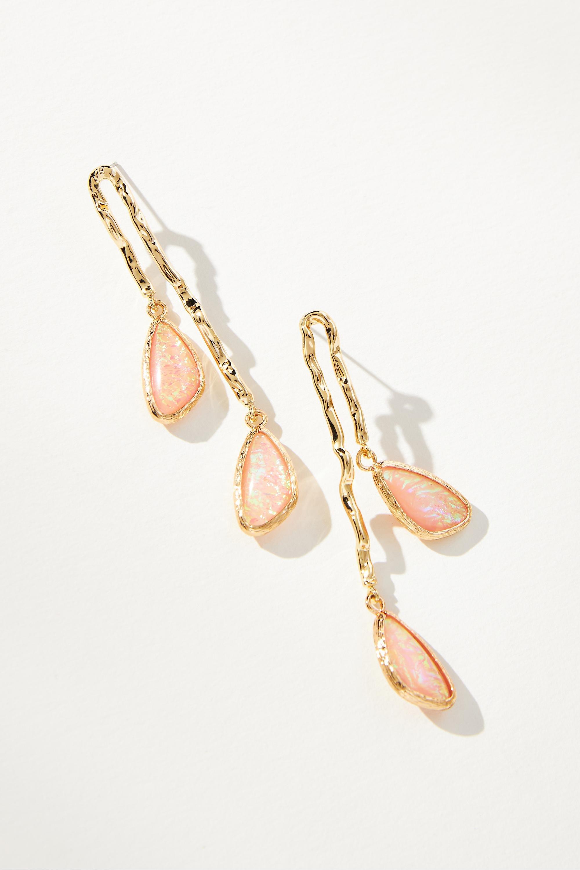 SLTE Gold-Plated Double Stone Drop Earrings, A501_0044, large image number 1