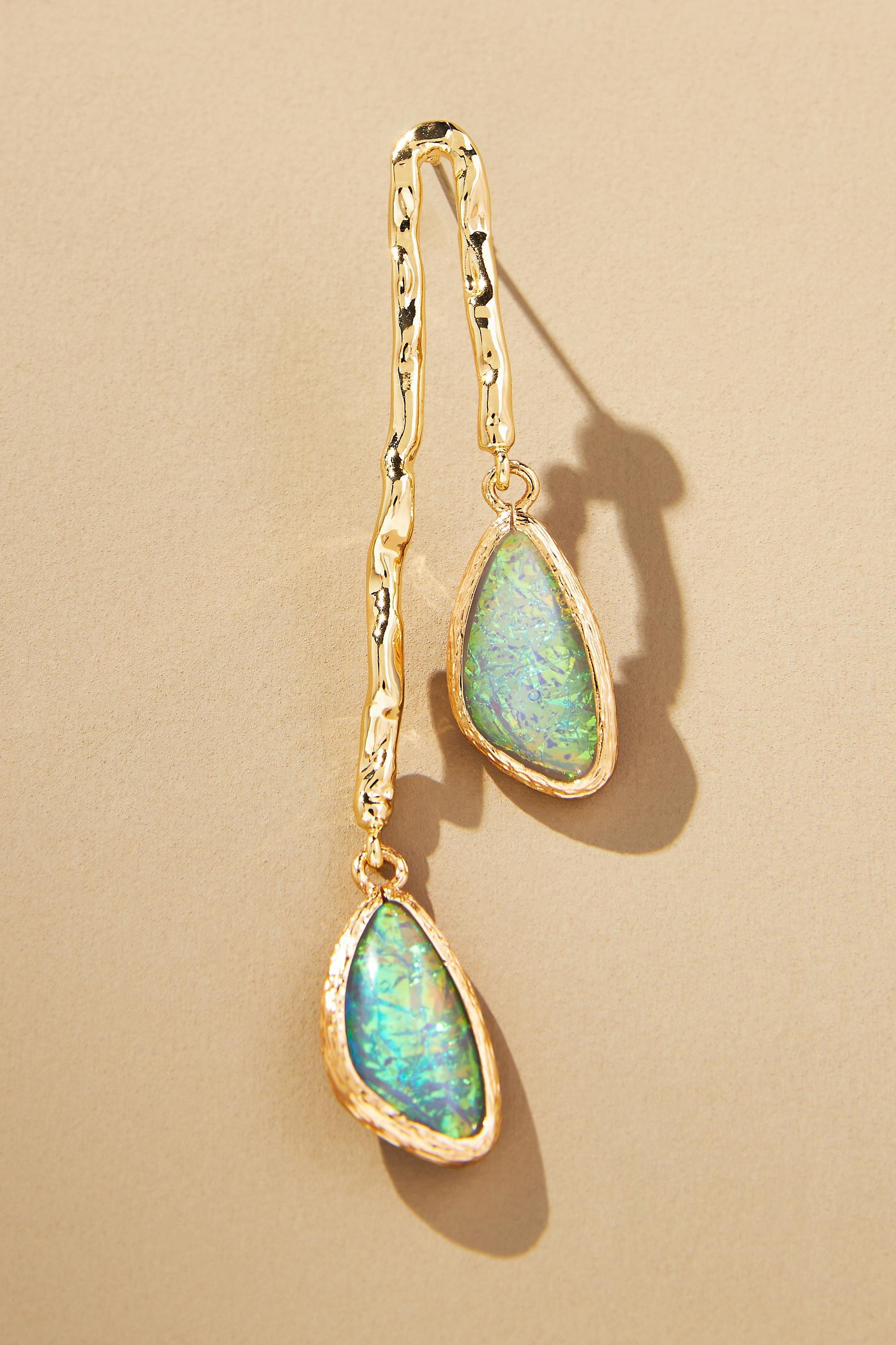 SLTE Gold-Plated Double Stone Drop Earrings, A501_0044, large image number 2