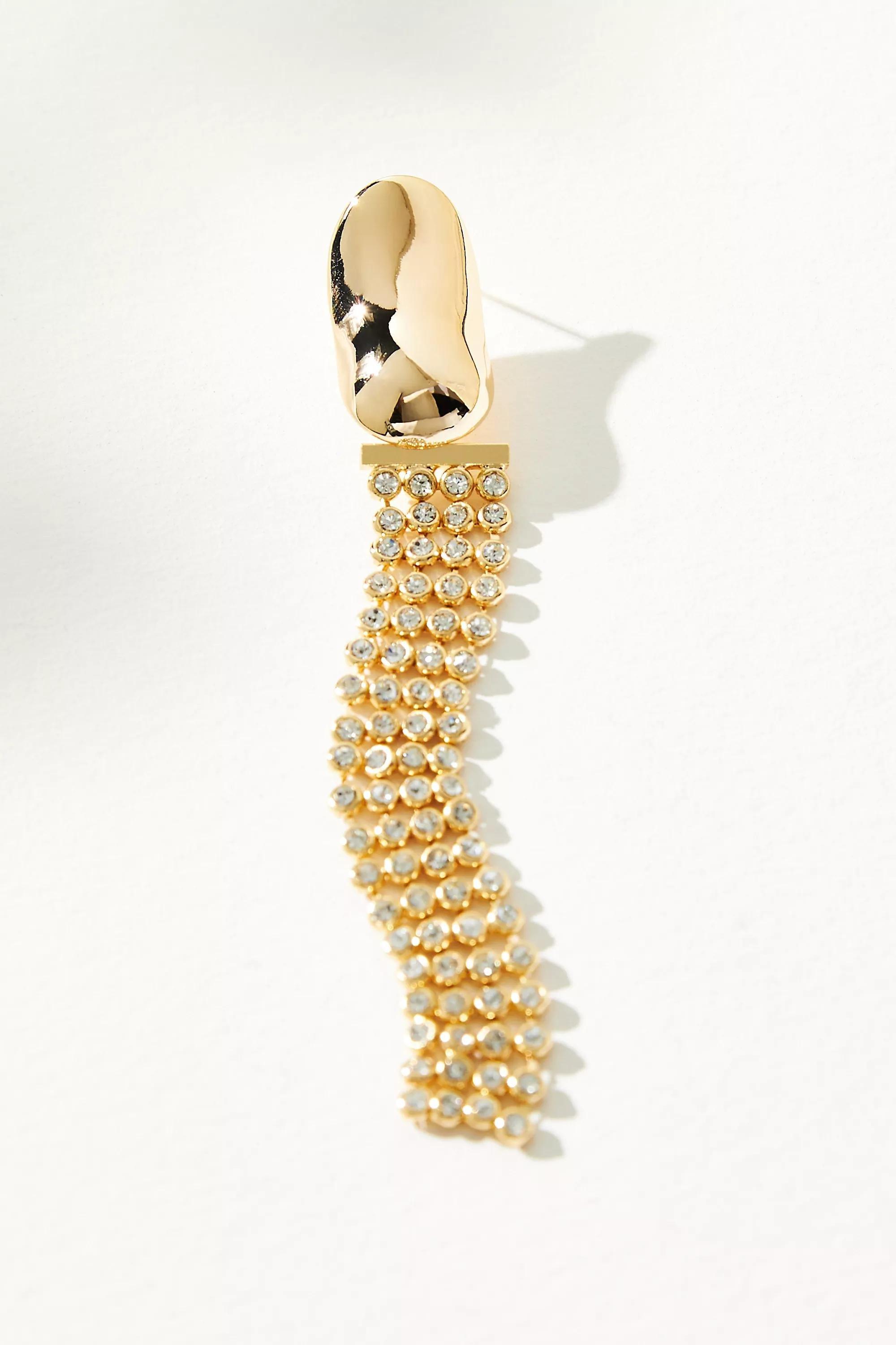 Crystal Tassel Gold-Plated Drop Earrings, Silver, A501_0007, large image number 1