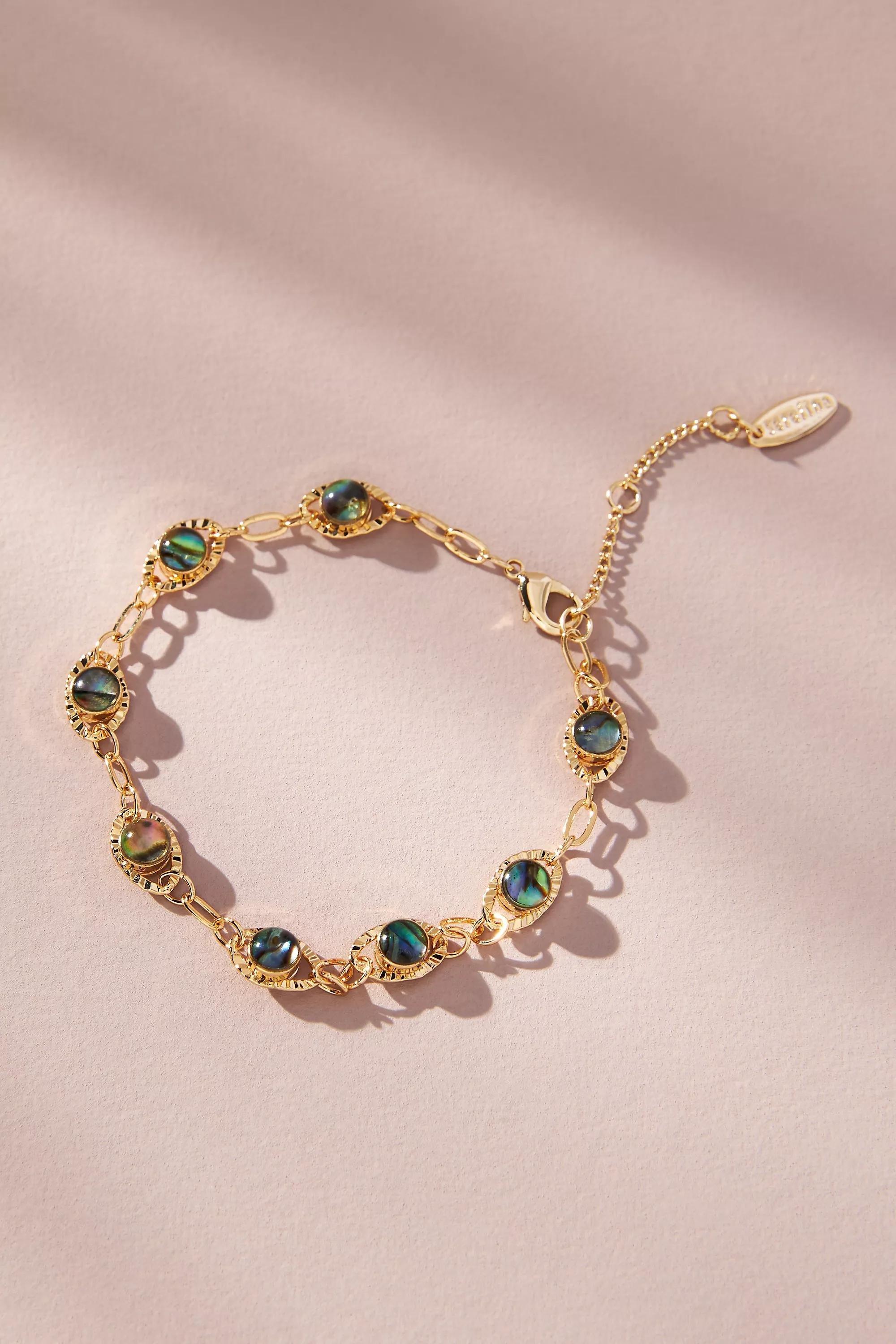 Stone Chain Bracelet, Gold-Plated, A501_0040, large image number 0