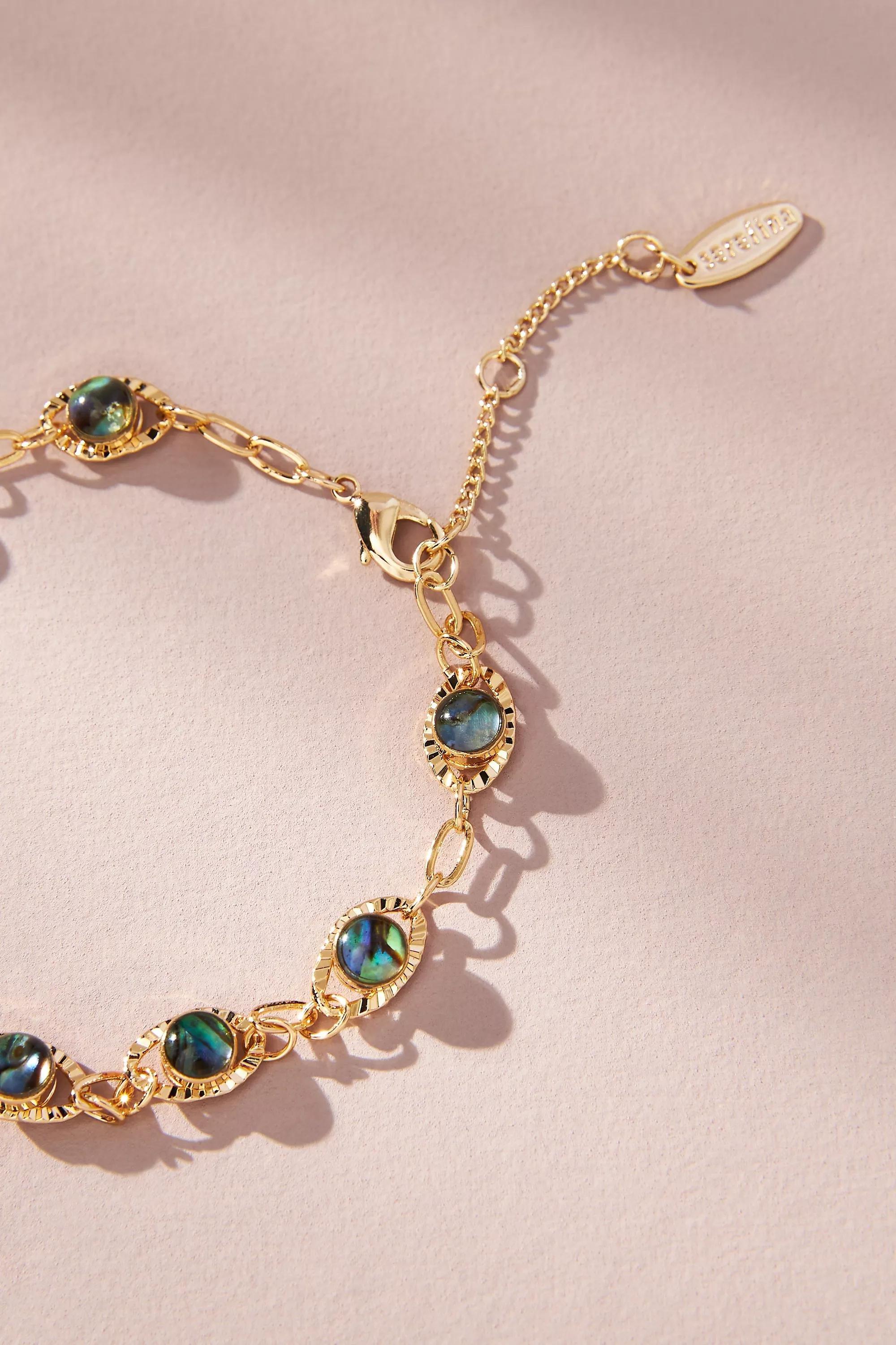 Stone Chain Bracelet, Gold-Plated, A501_0040, large image number 1