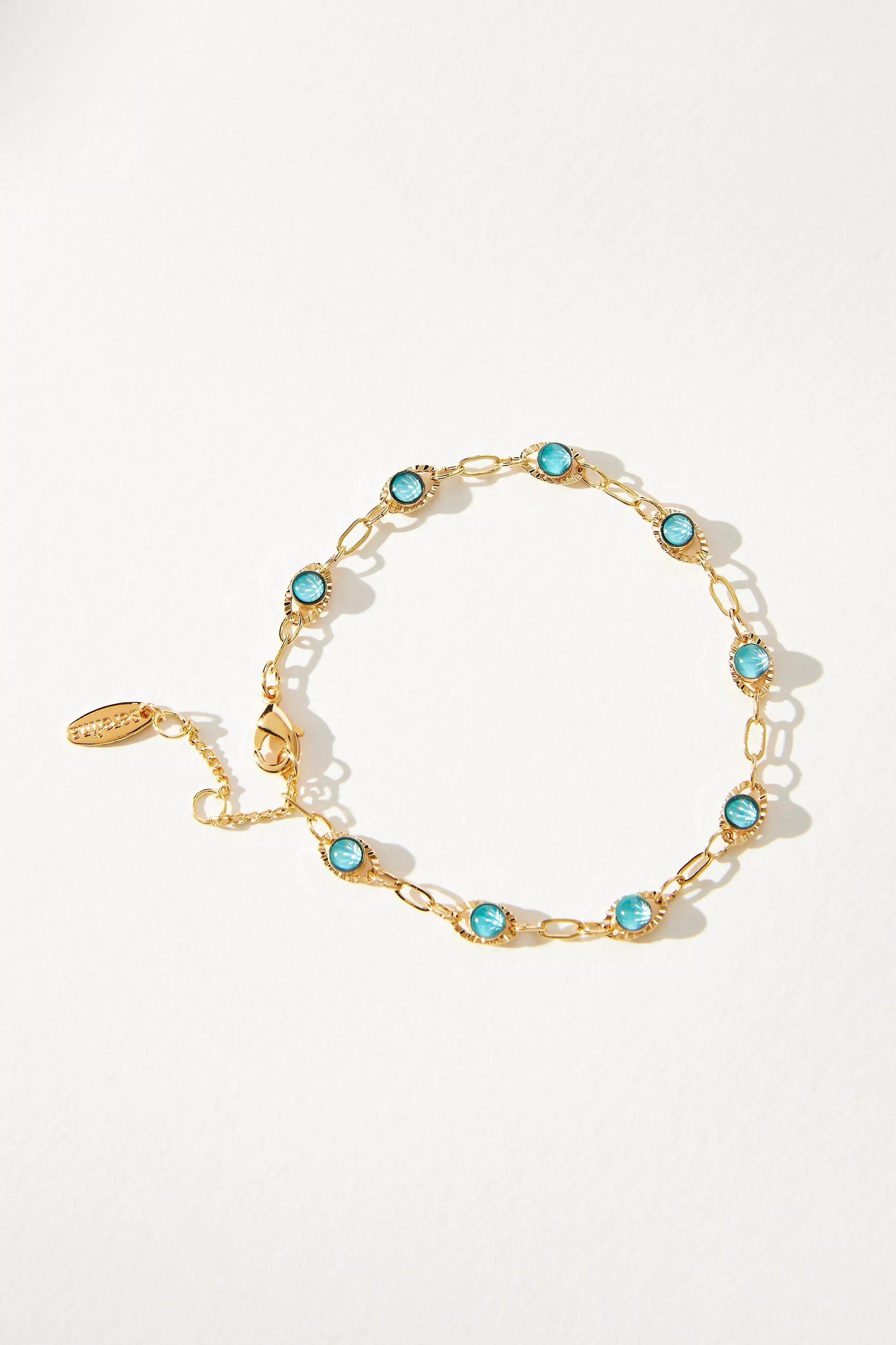 Stone Chain Bracelet, Gold-Plated, A501_0046, large image number 0