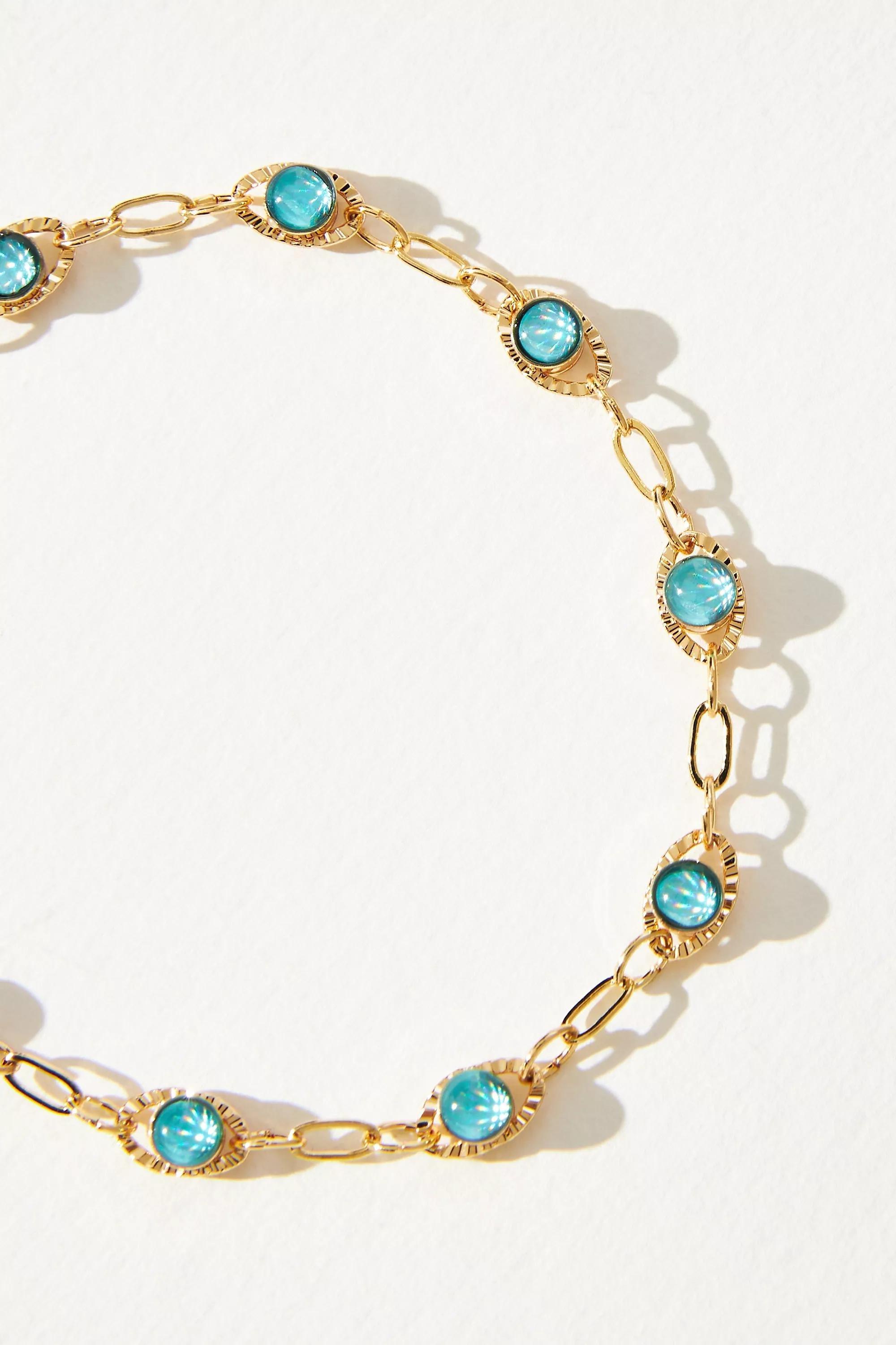 Stone Chain Bracelet, Gold-Plated, A501_0046, large image number 1