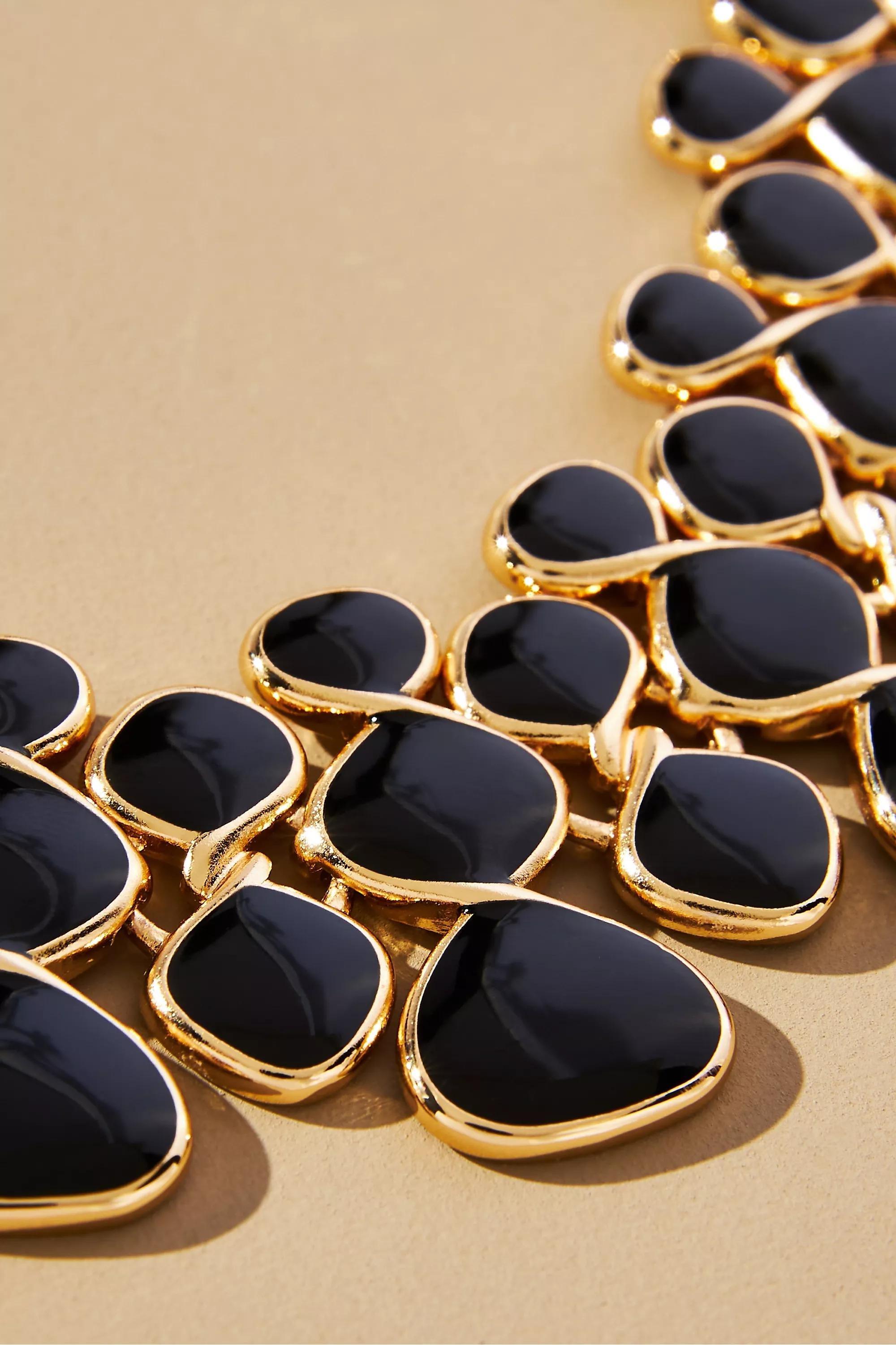 Scattered Stone Statement Necklace, Black, A501_0001, large image number 1