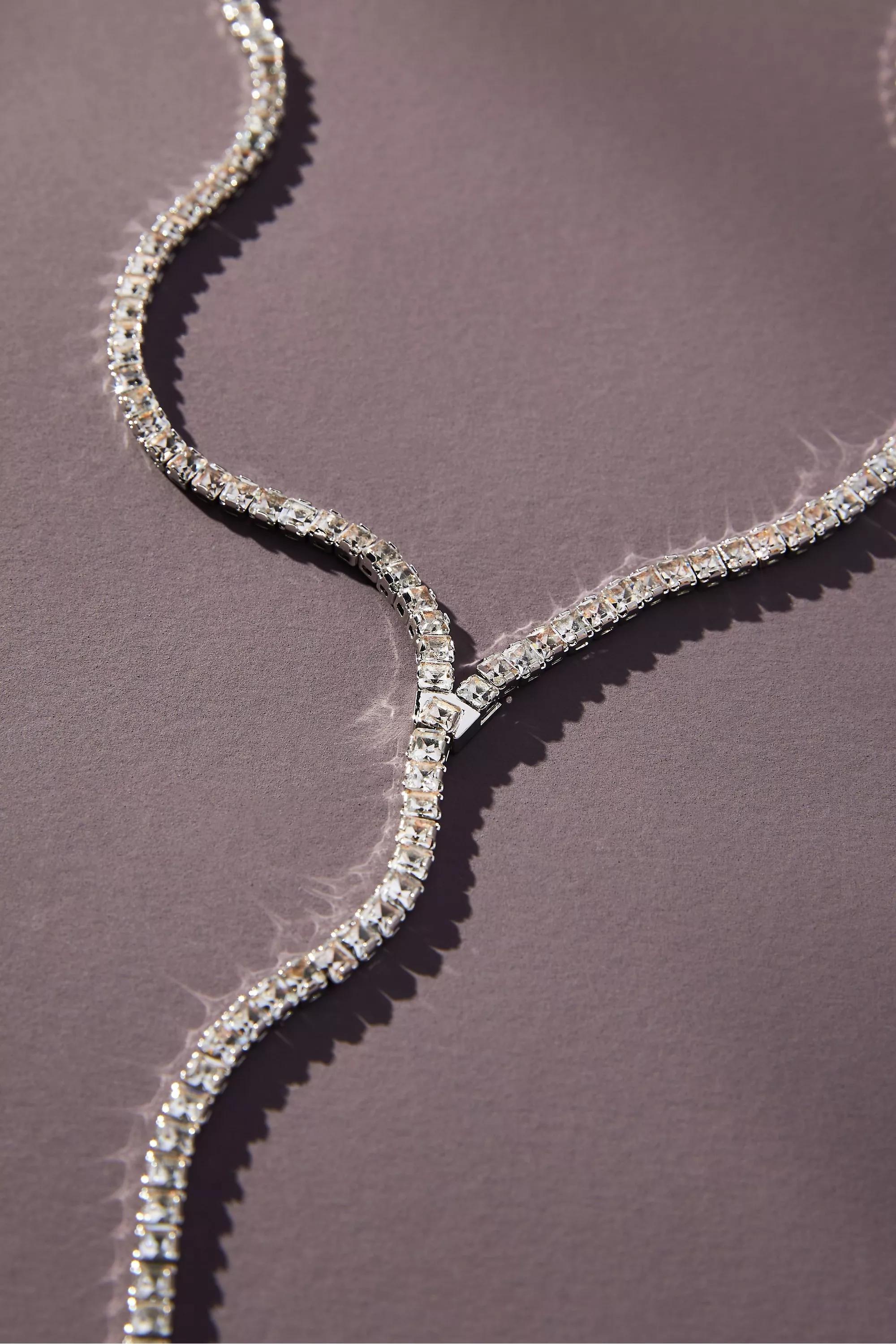 Crystal Y-Neck Necklace, Silver, A501_0007, large image number 1