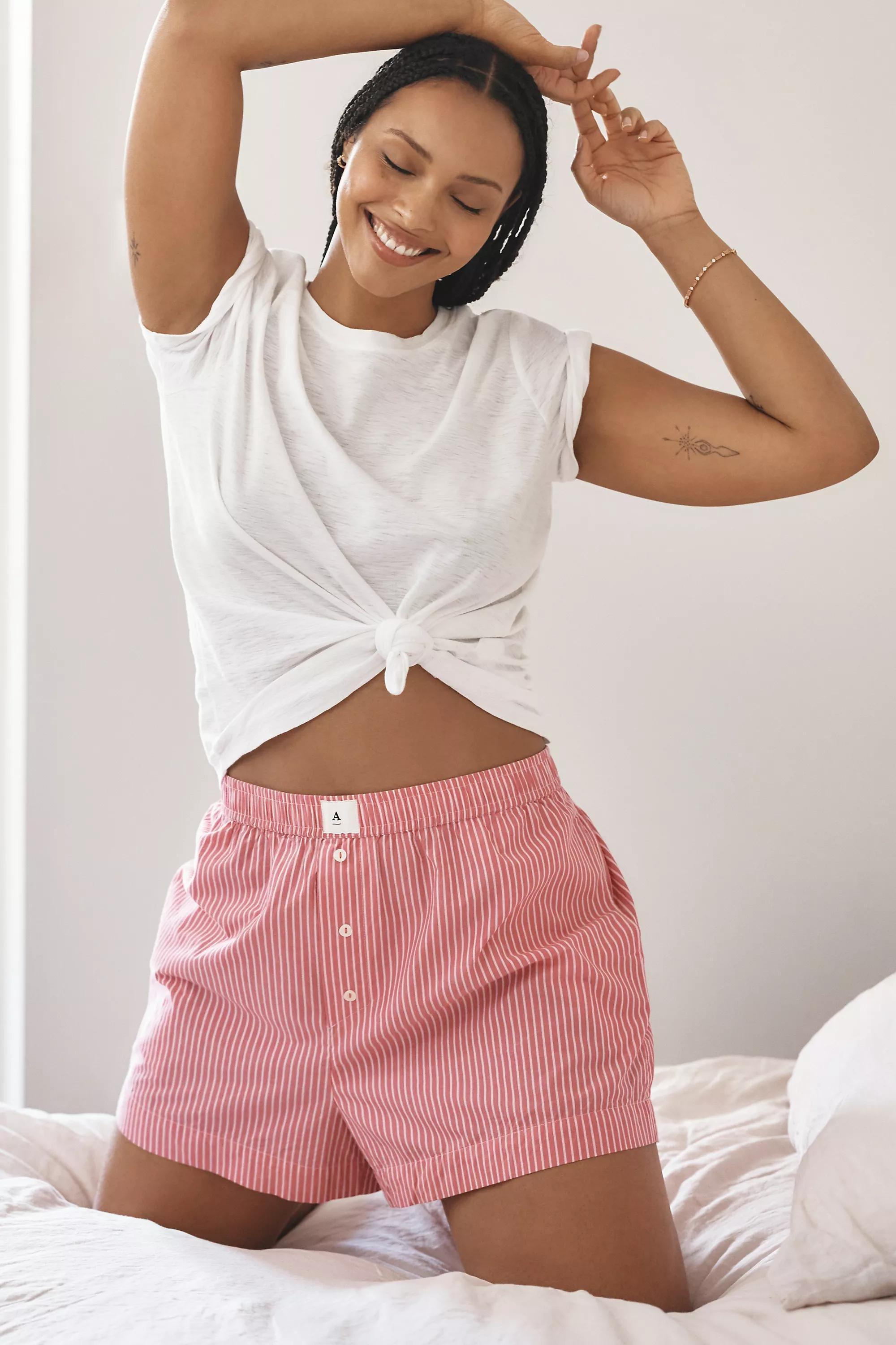 Anthropologie Checked Boxer Shorts, Pink, , large image number 5