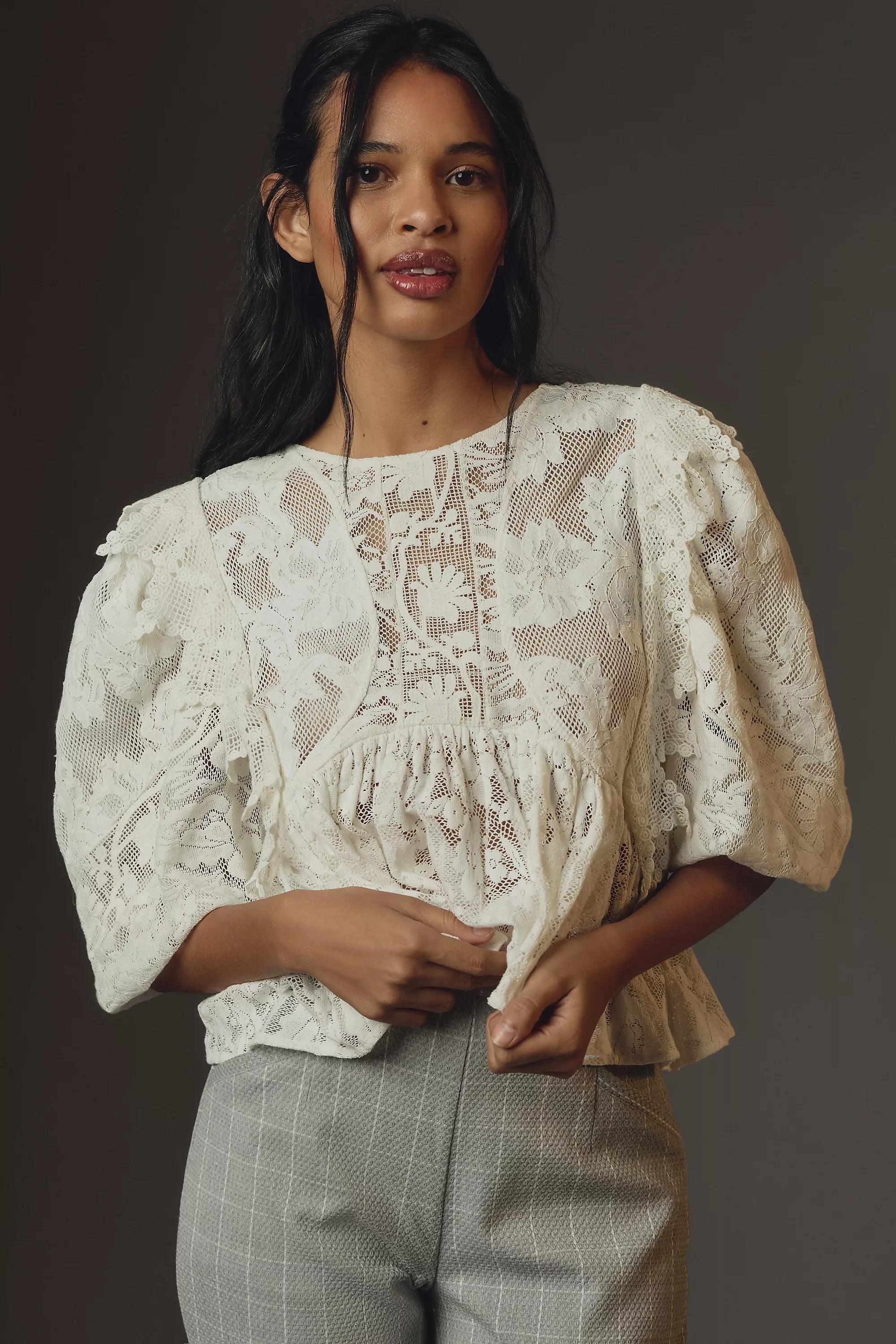 Forever That Girl Babydoll Lace Blouse, White, , large image number 0