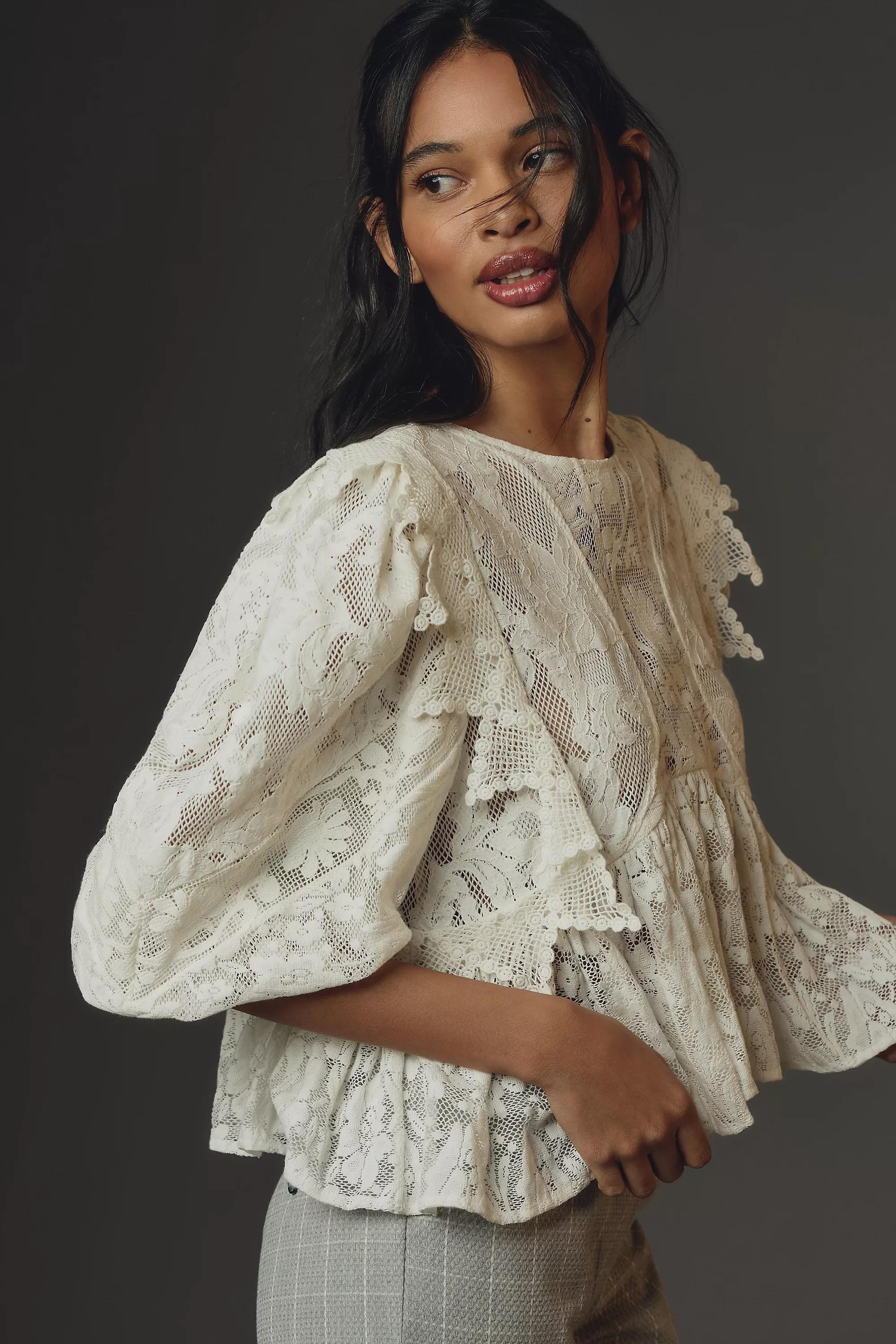 Forever That Girl Babydoll Lace Blouse, White, , large image number 2