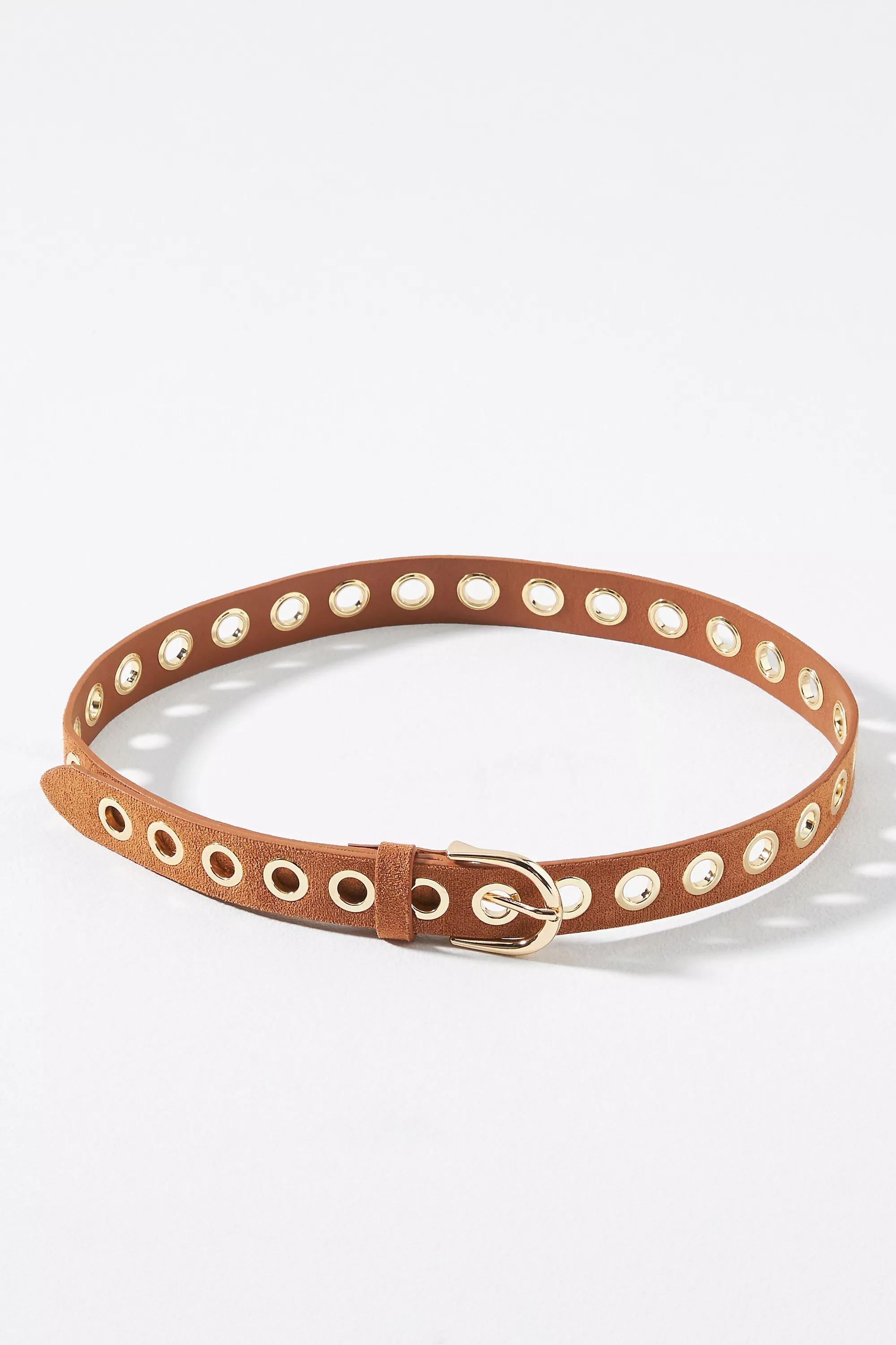 Anthropologie Leather Grommet Belt, Brown, , large image number 0