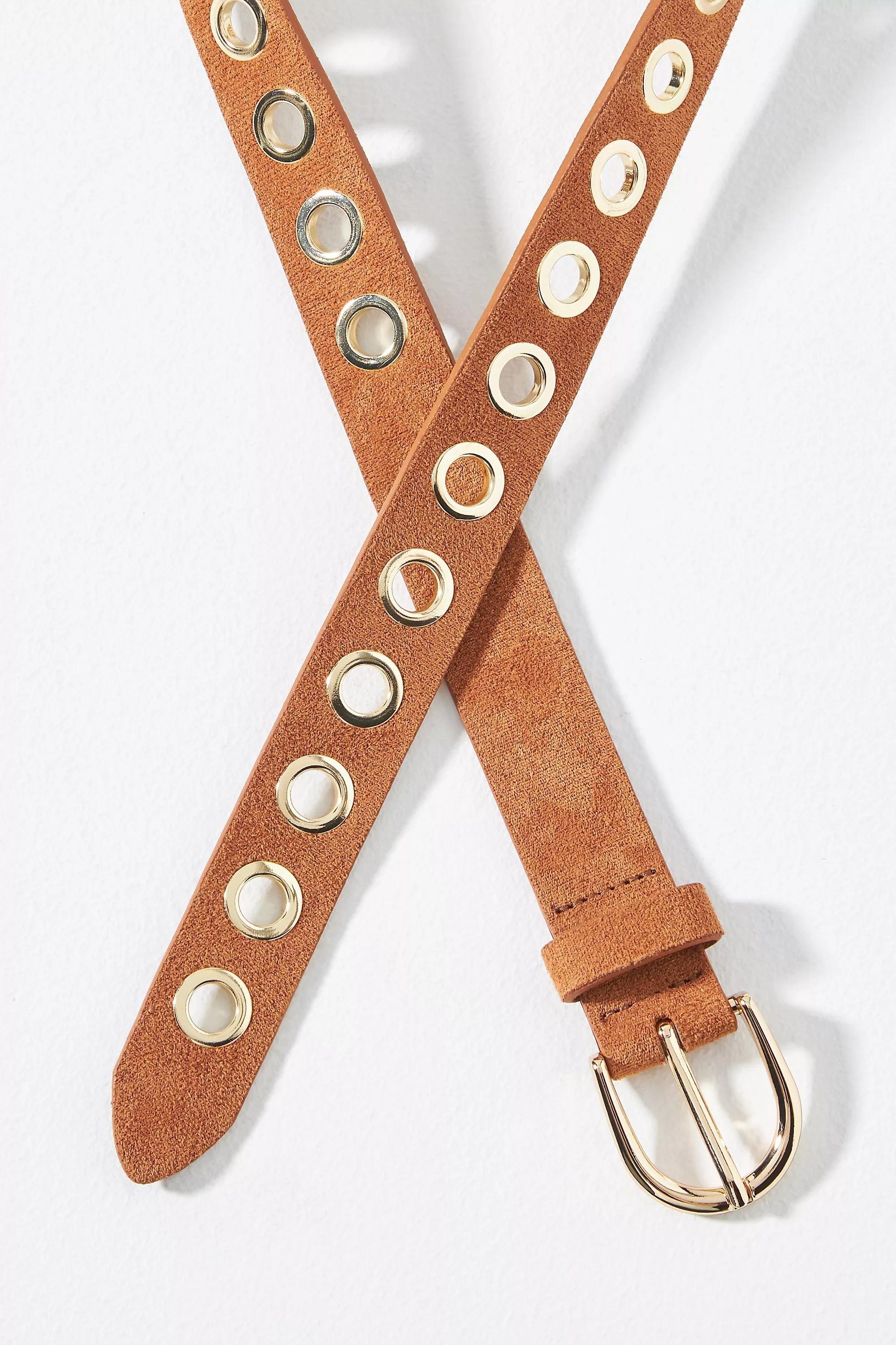 Anthropologie Leather Grommet Belt, Brown, , large image number 1