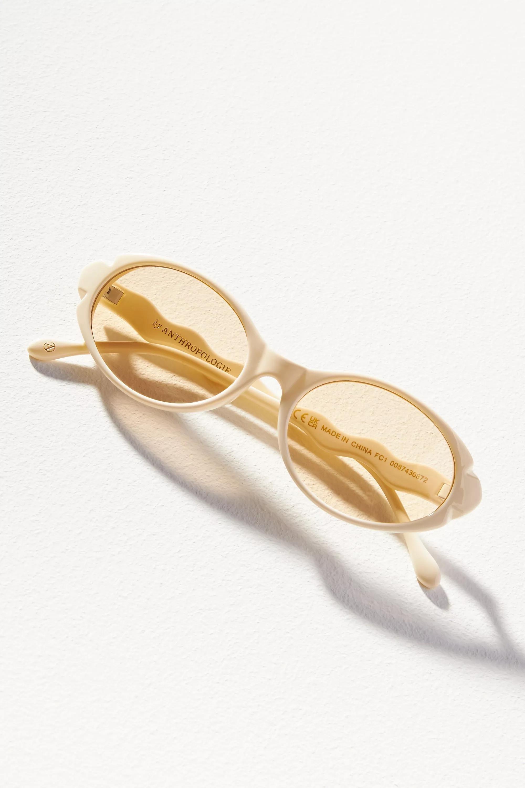 Wavy Arm Oval Sunglasses, Yellow, A501_0850, large image number 1