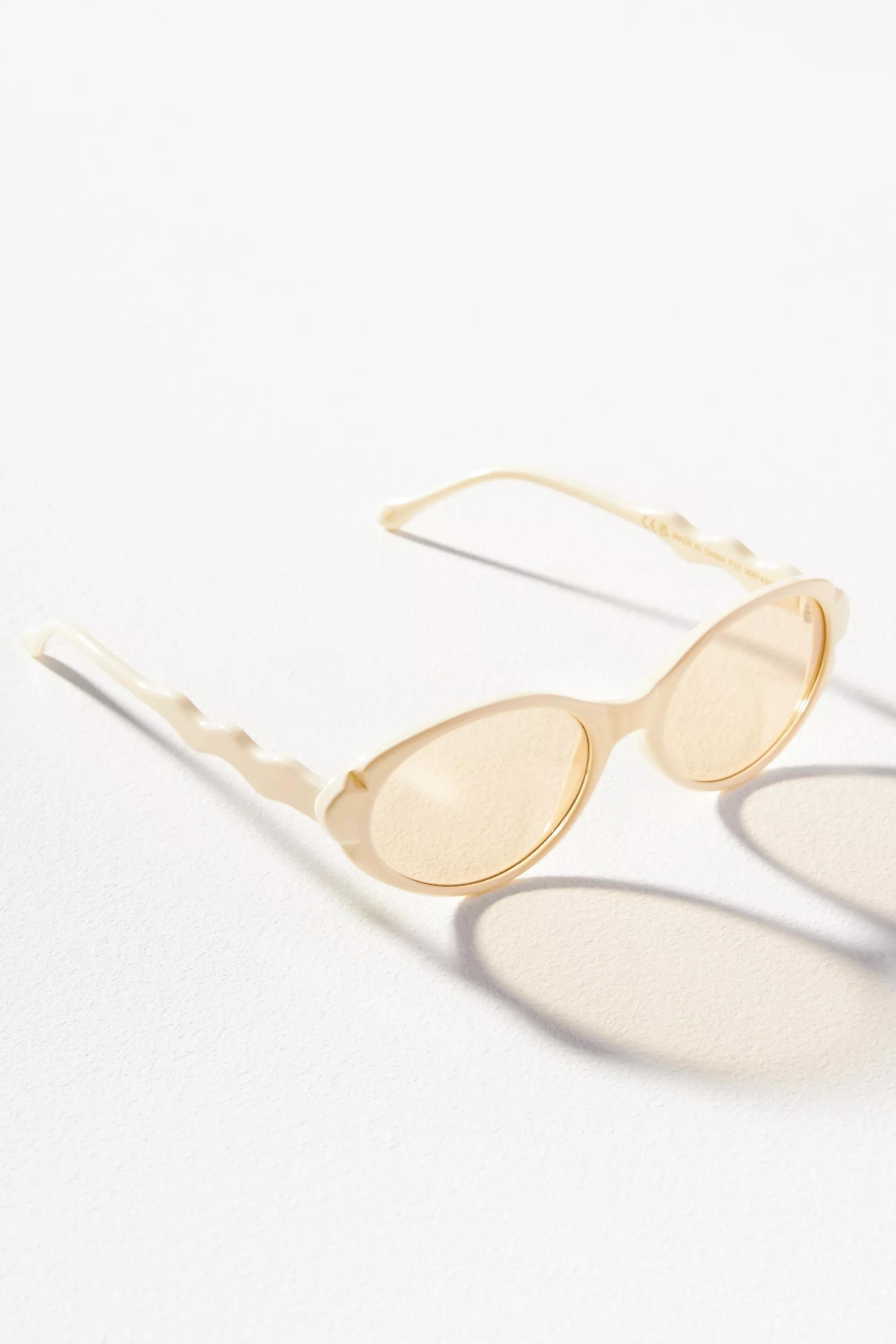 Wavy Arm Oval Sunglasses, Yellow, A501_0850, large image number 2