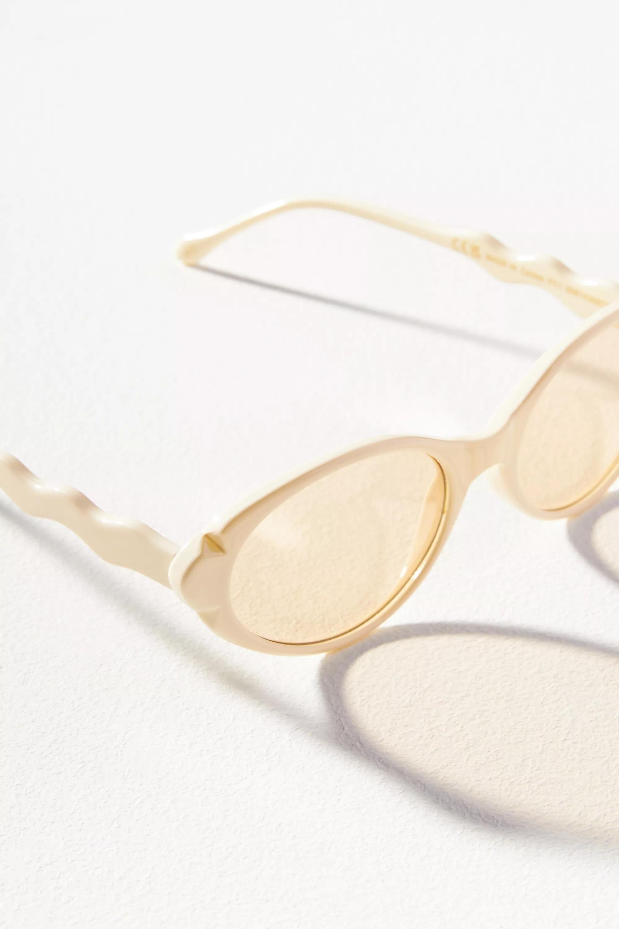 Wavy Arm Oval Sunglasses, Yellow, A501_0850, large image number 3