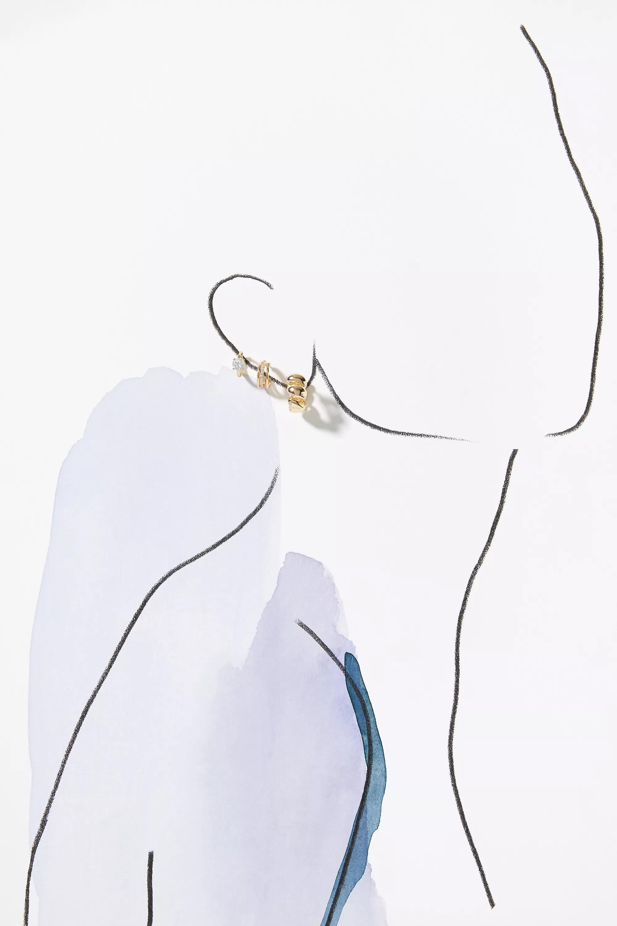 Assorted Huggie Hoop Earrings, Set Of 3, Gold-Plated, , large image number 2