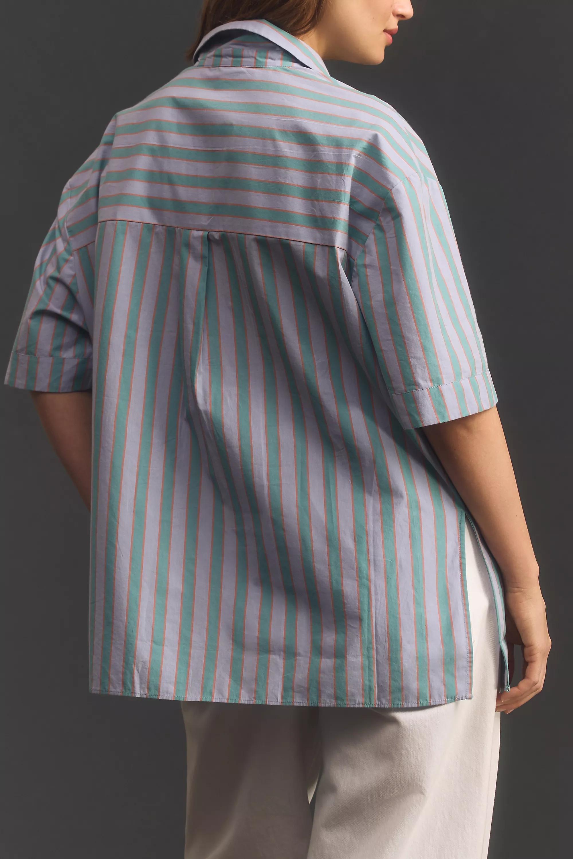 Short-Sleeve Cotton Pyjama Top, Green, , large image number 3