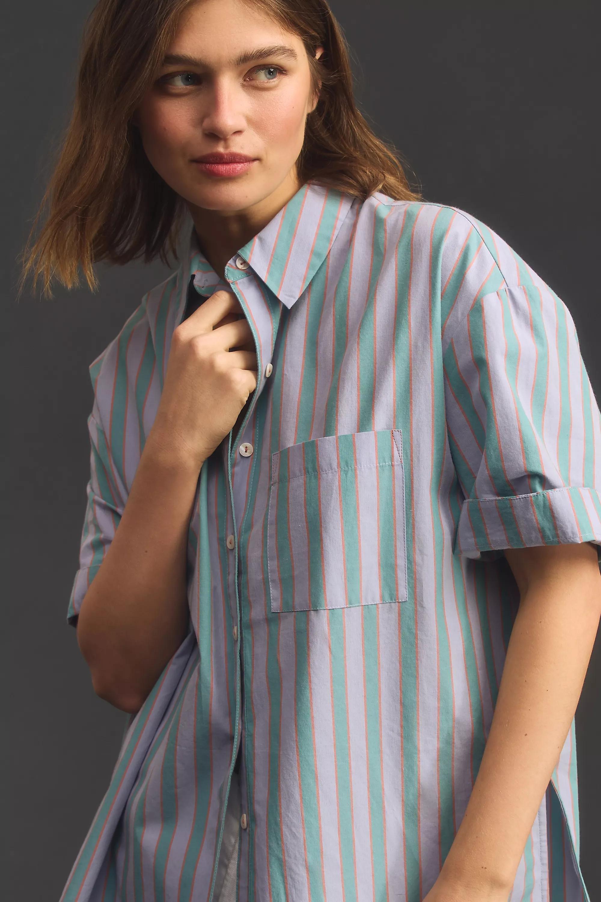 Short-Sleeve Cotton Pyjama Top, Green, , large image number 4