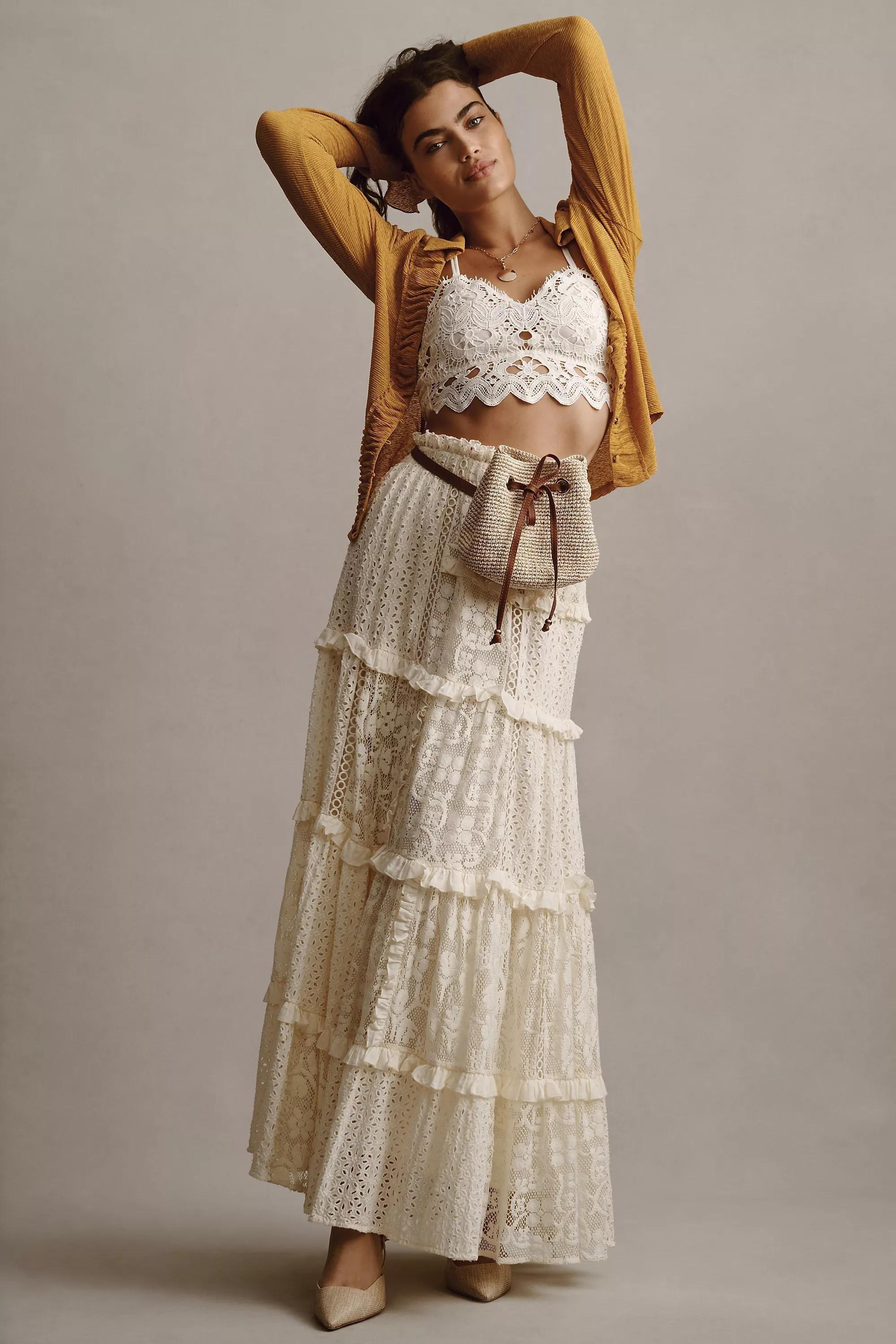 Forever That Girl Tiered Lace Maxi Skirt, Cream, A501_0012, large image number 1