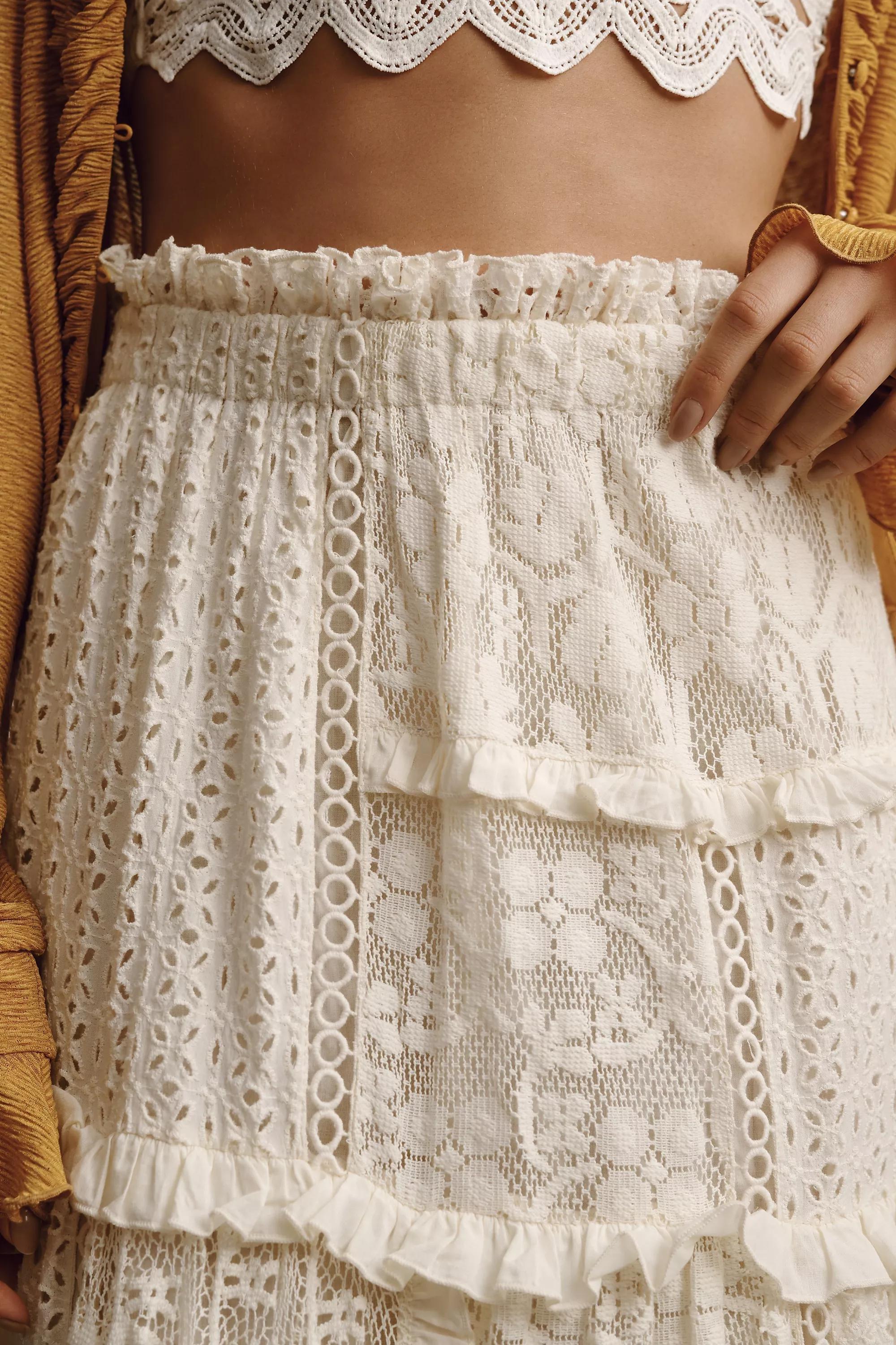 Forever That Girl Tiered Lace Maxi Skirt, Cream, A501_0012, large image number 4