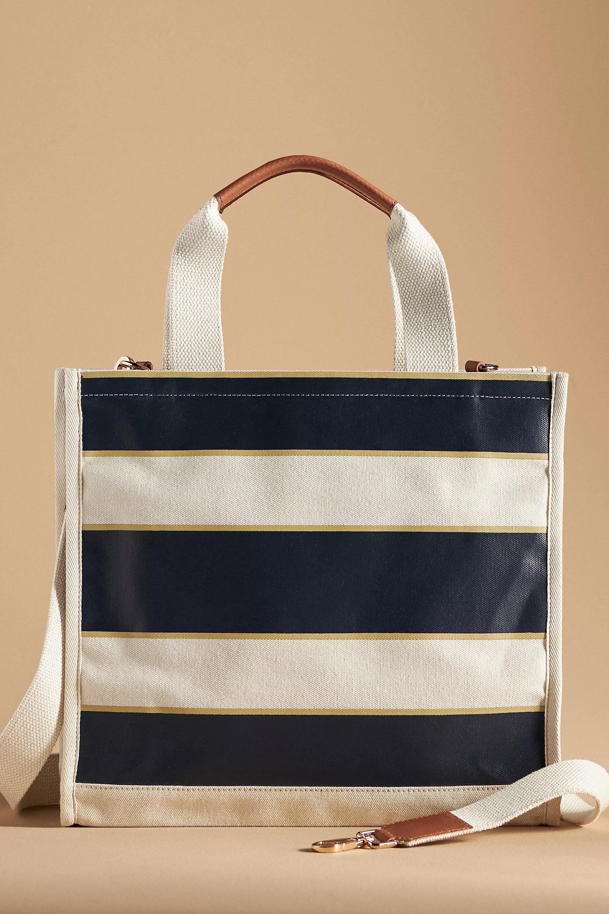Maeve Striped Canvas Mini Tote Bag, Black, A501_0001, large image number 1
