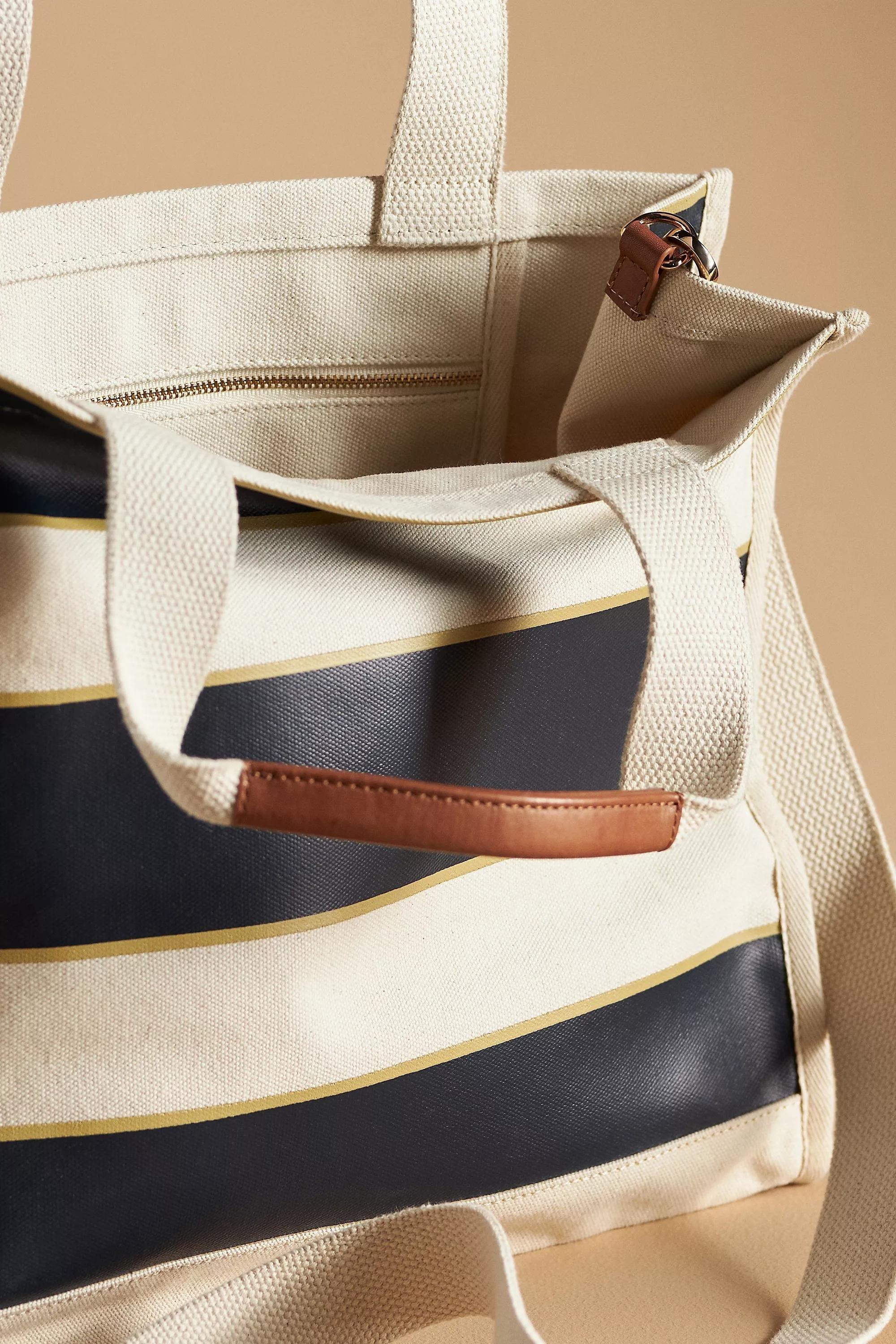 Maeve Striped Canvas Mini Tote Bag, Black, A501_0001, large image number 2