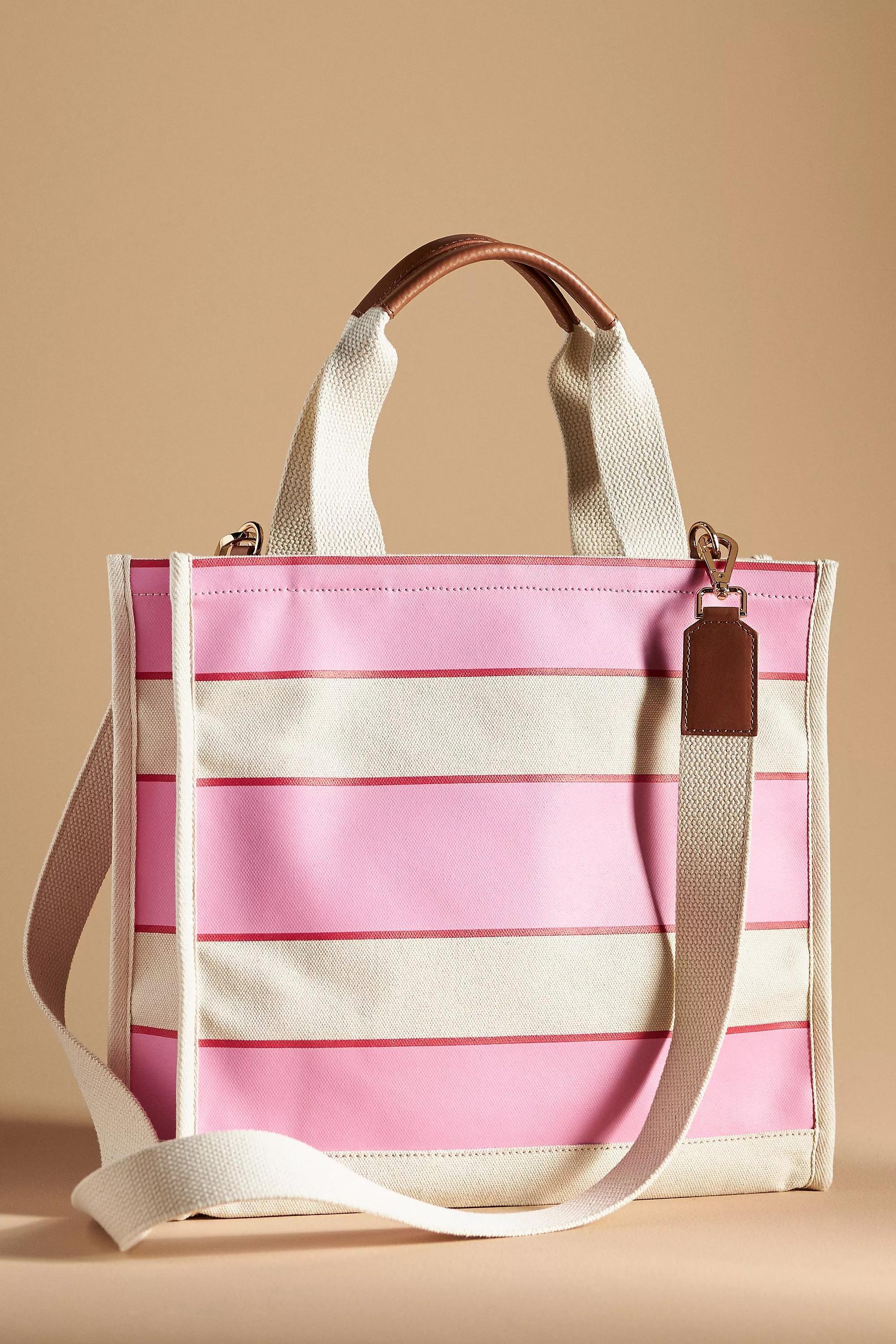 Pink Striped Canvas Mini Tote Bag, A501_0066, large image number 0