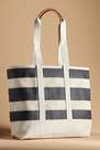 Anthropologie - Maeve Striped Canvas Tote Bag, Black