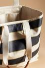 Anthropologie - Maeve Striped Canvas Tote Bag, Black