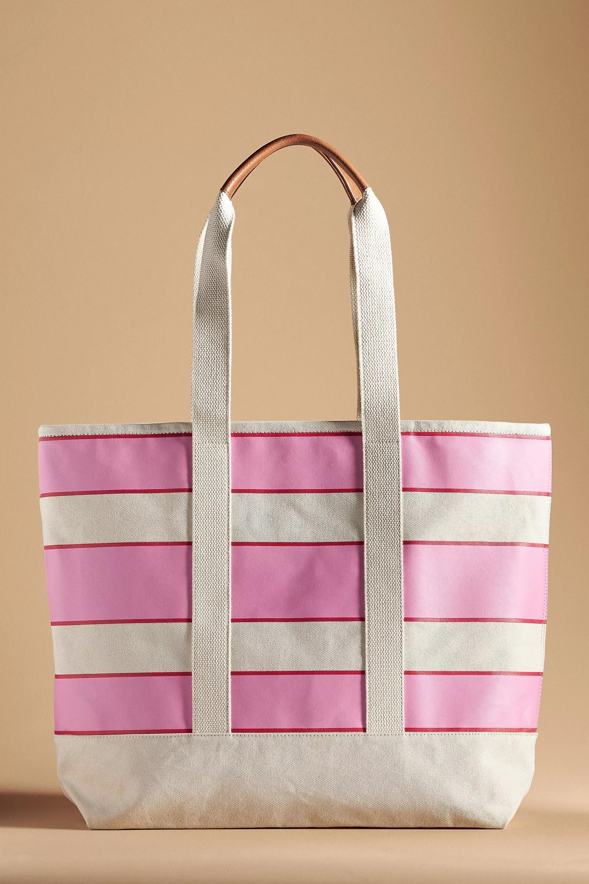 Maeve Striped Canvas Tote Bag, Pink, A501_0066, large image number 0