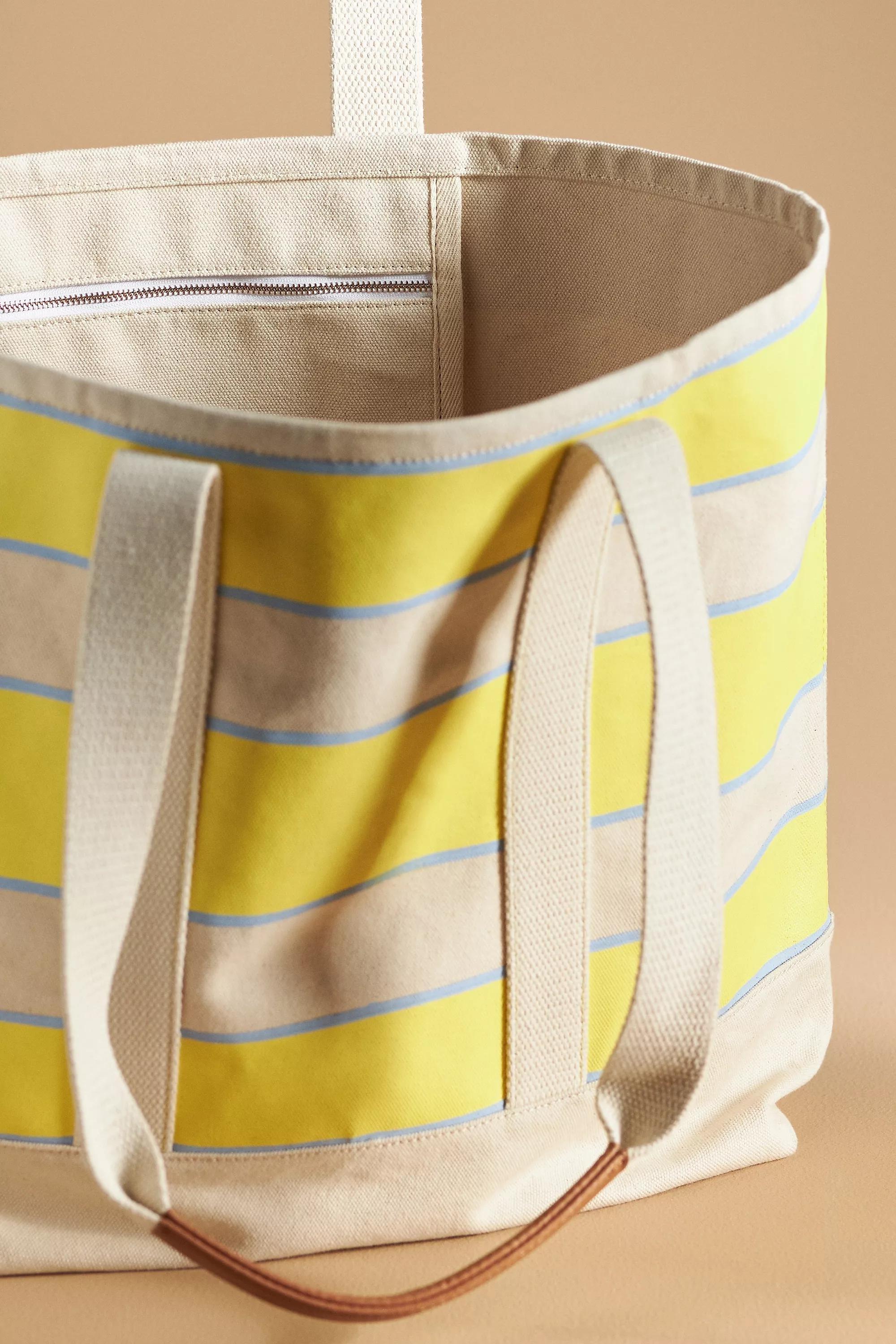 Maeve Striped Canvas Tote Bag, Yellow, A501_0072, large image number 2