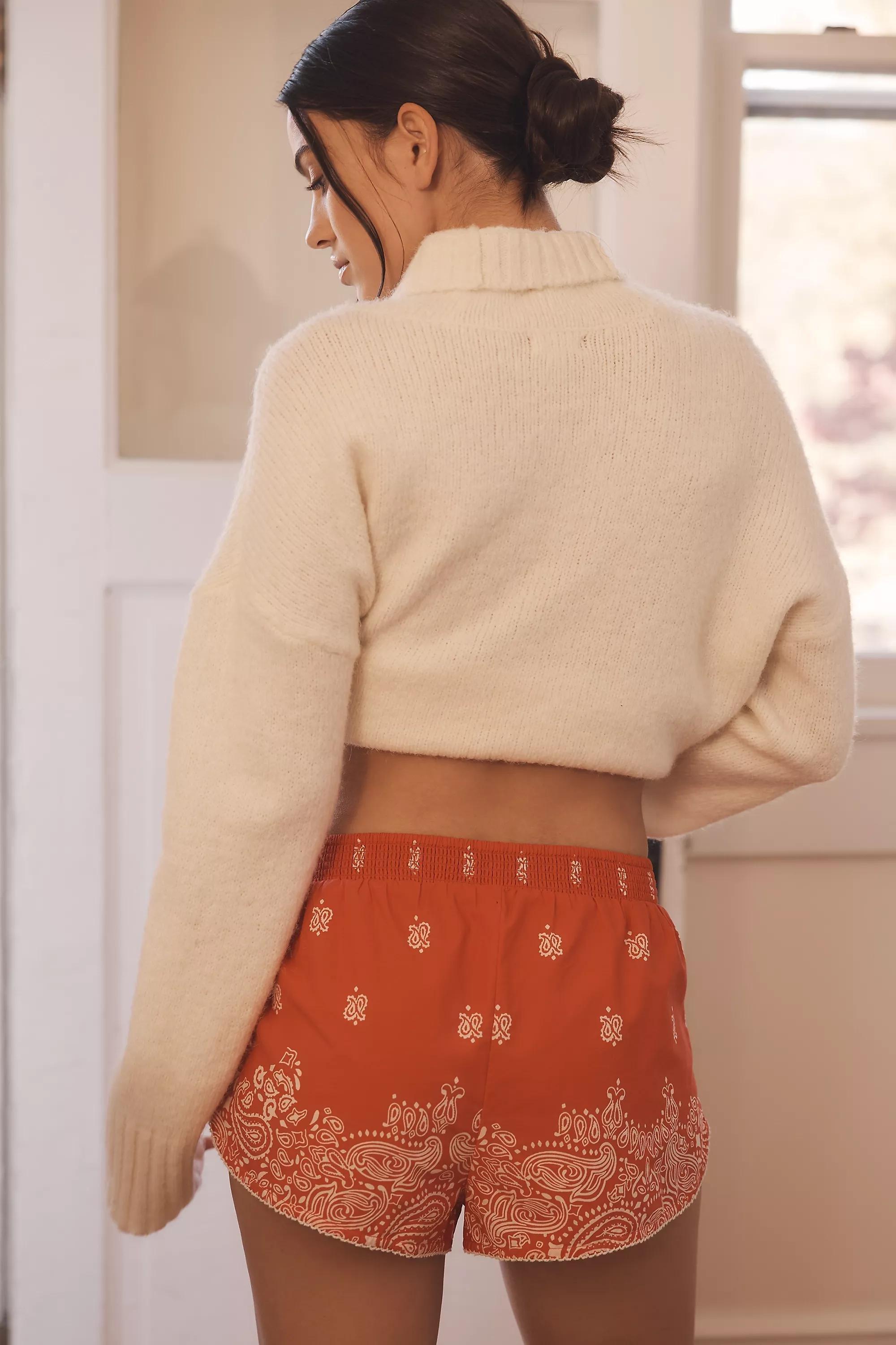 Anthropologie Ethnic Print Boxer Shorts, Orange, , large image number 1