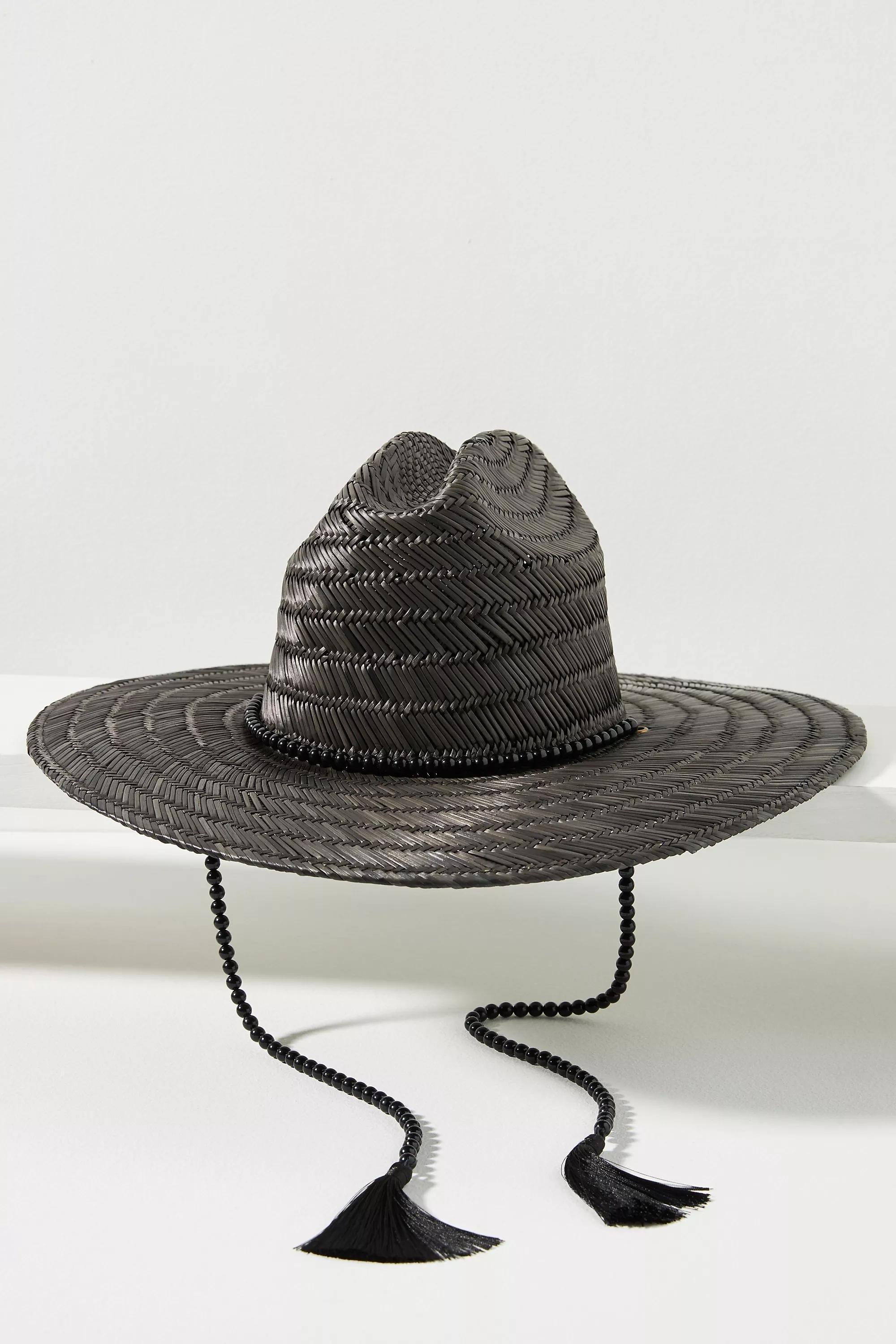 Wyeth Bead-Trim Straw Rancher Hat, Black, , large image number 0