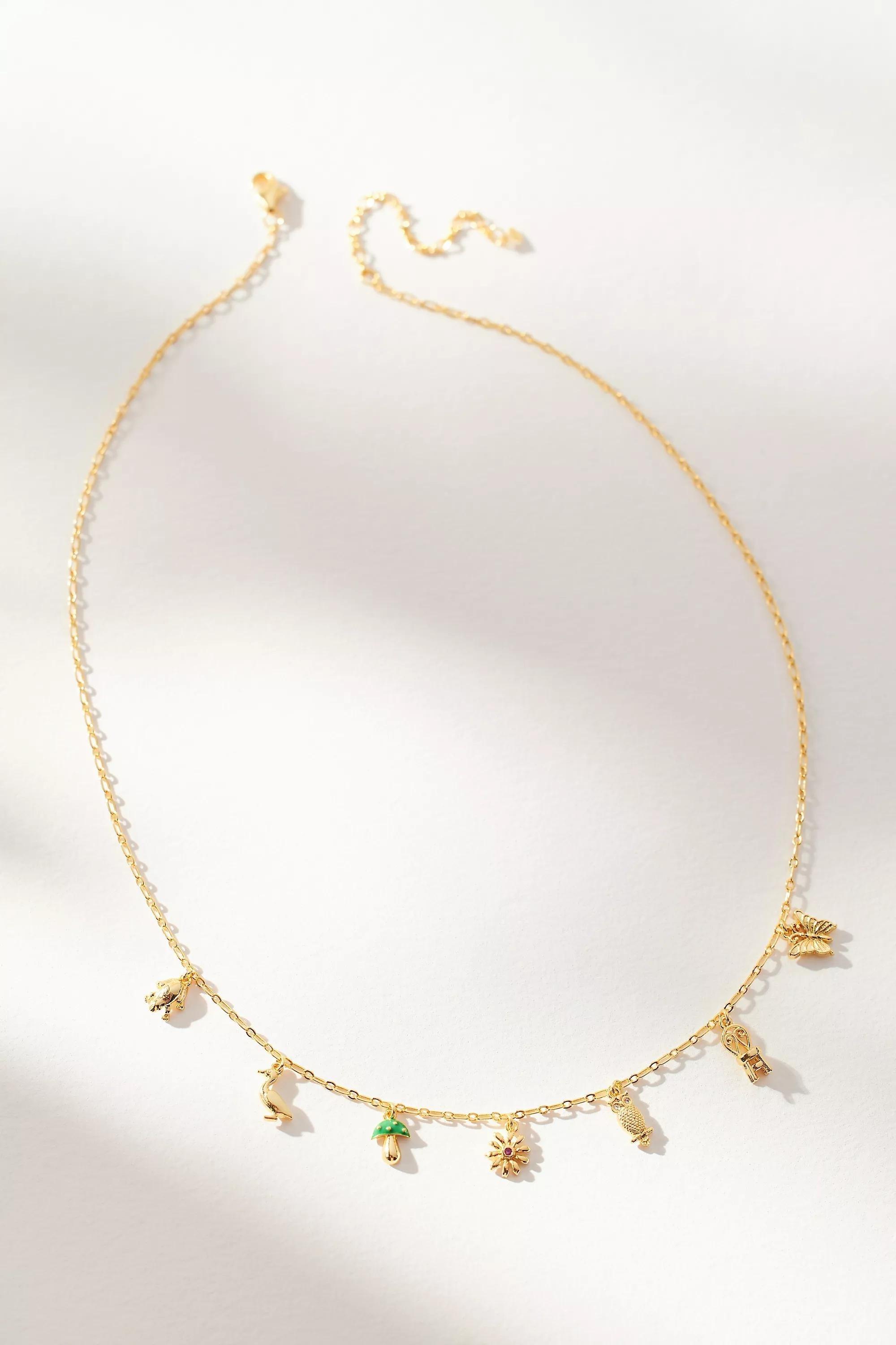 Multi-Charm Necklace, Gold-Plated, A501_0030, large image number 0