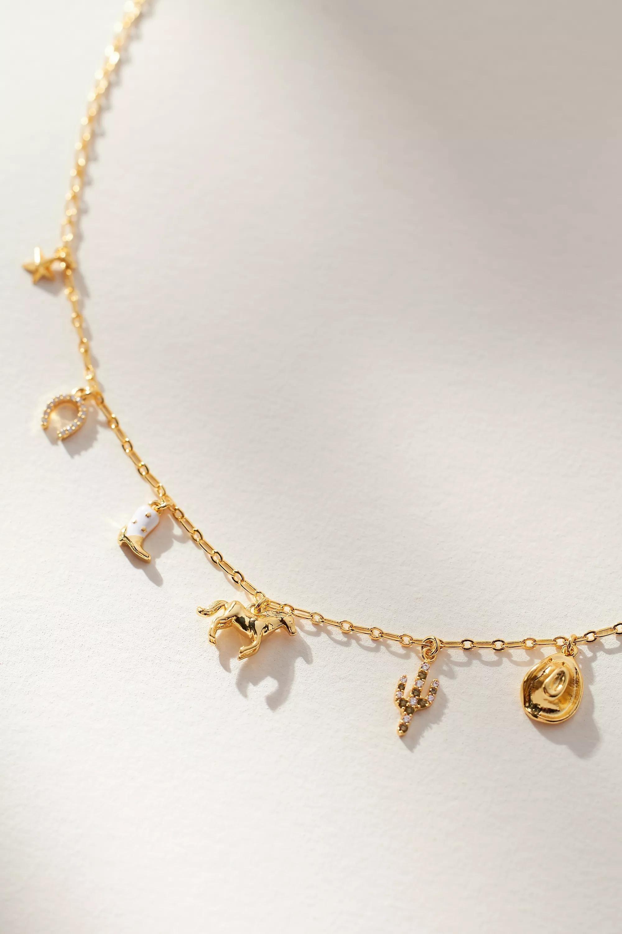 Multi-Charm Necklace, Gold-Plated, A501_0070, large image number 2