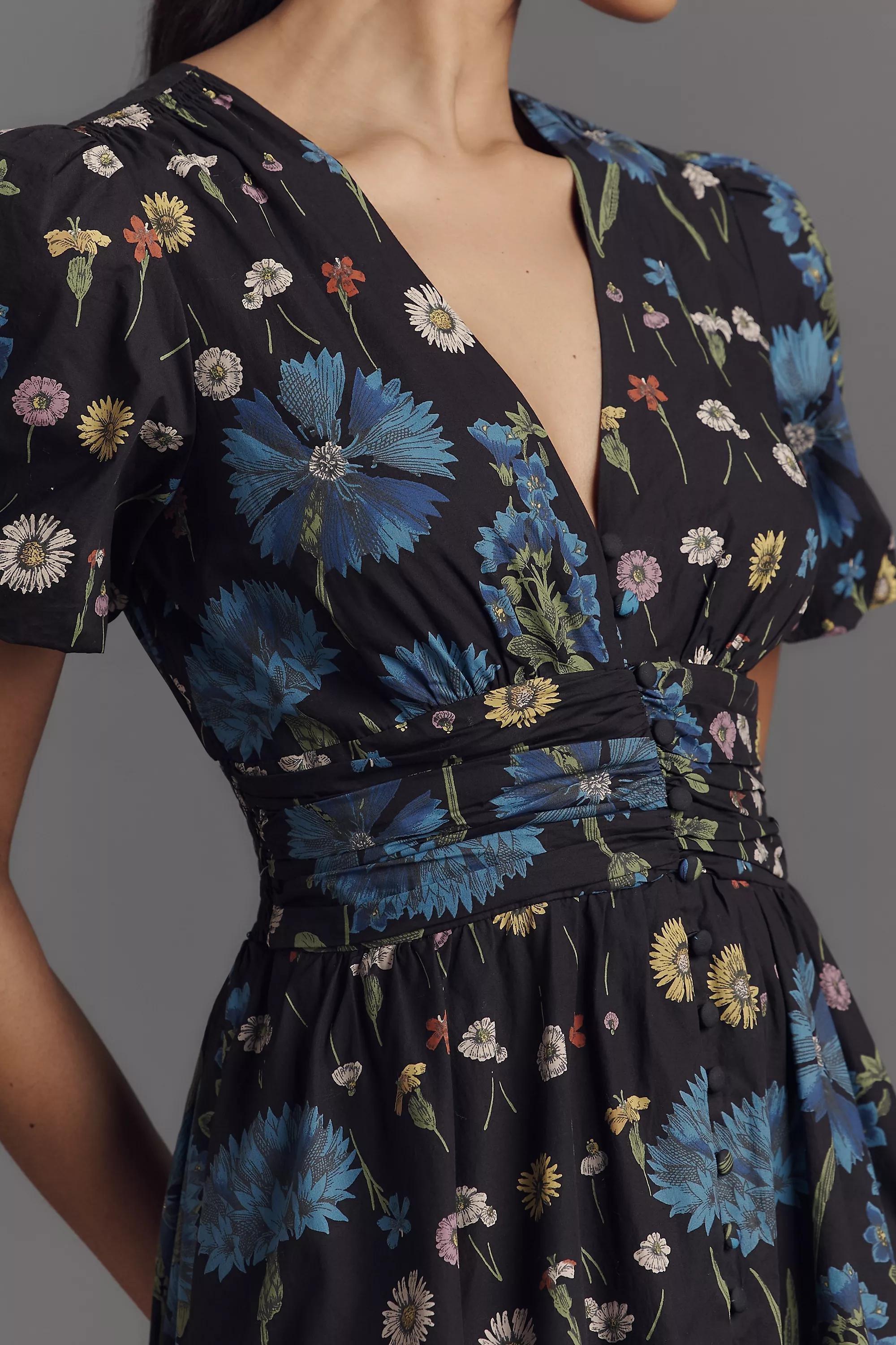 Anthropologie Floral Milkmaid Bohemian Midi, White, , large image number 3