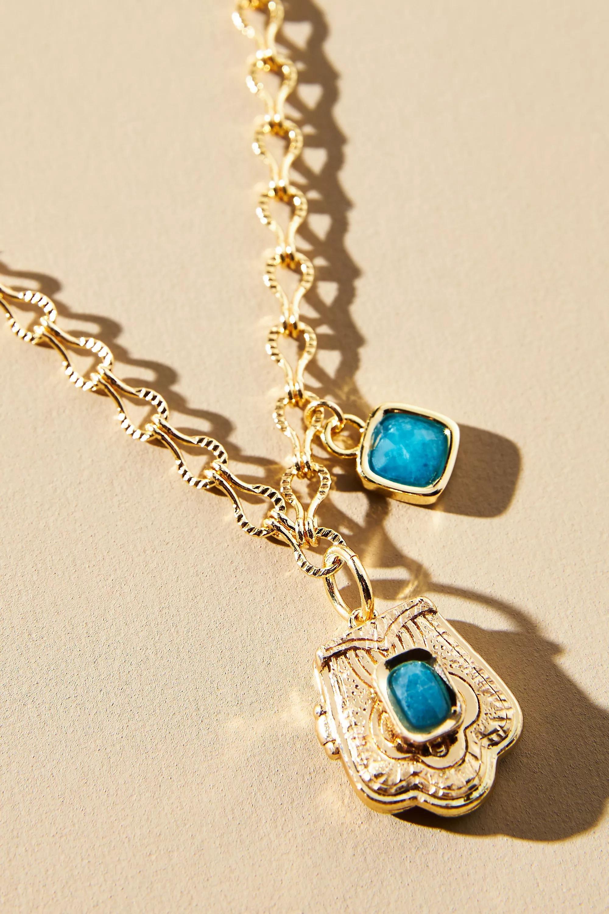 Scallop Locket Necklace, Gold-Plated, A501_0070, large image number 1