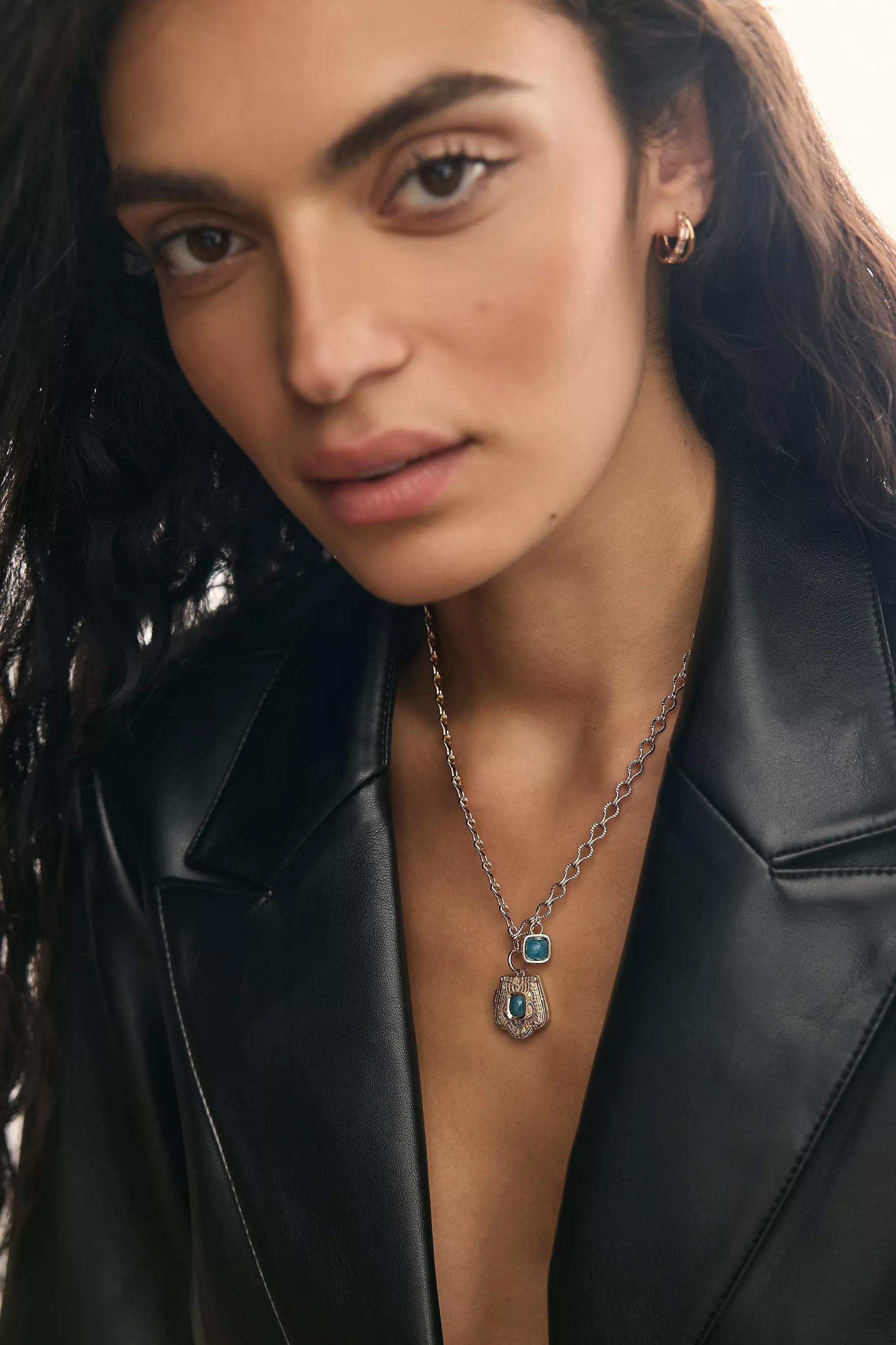 Scallop Locket Necklace, Gold-Plated, A501_0070, large image number 3