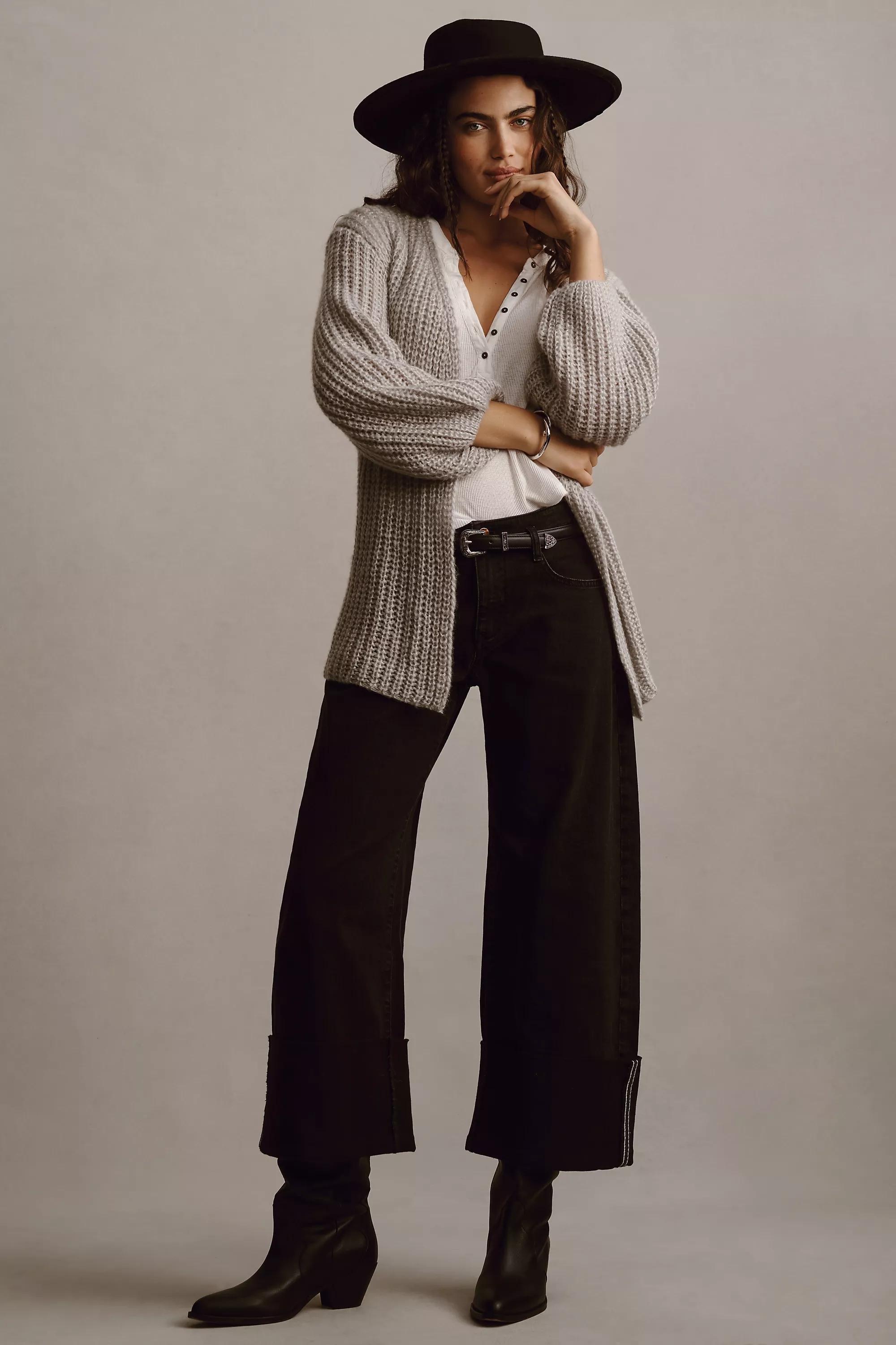 Self Contrast Belted Wrap Cardigan, Grey, A501_0004, large image number 3