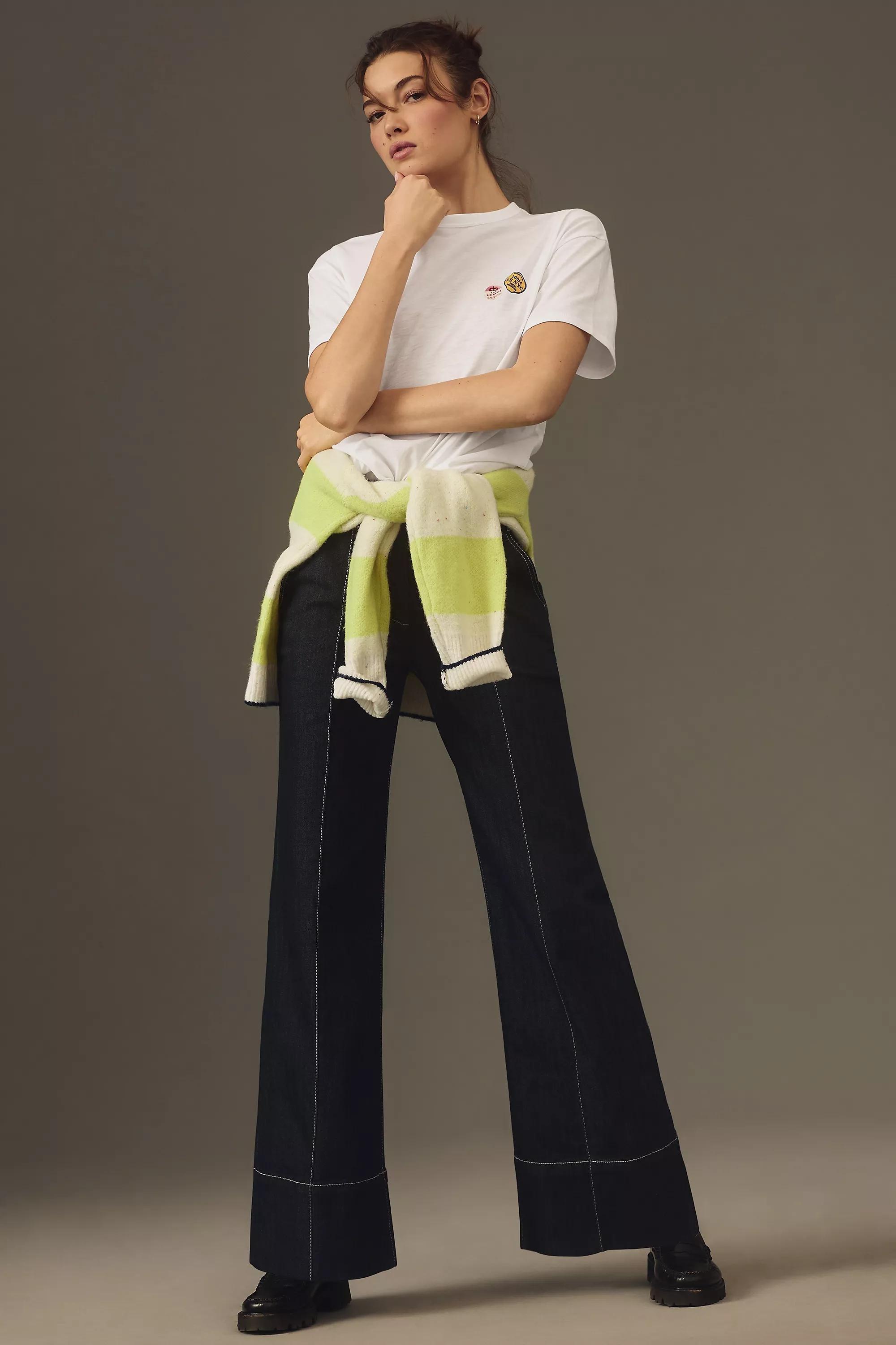 Maeve Clean Seamed High-Rise Wide-Leg Jeans, Black, , large image number 0